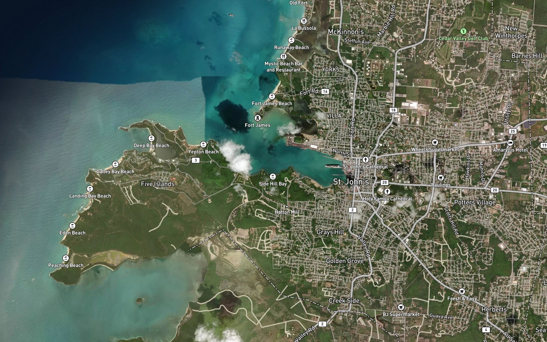 Satellite map of the Side Hill Bay