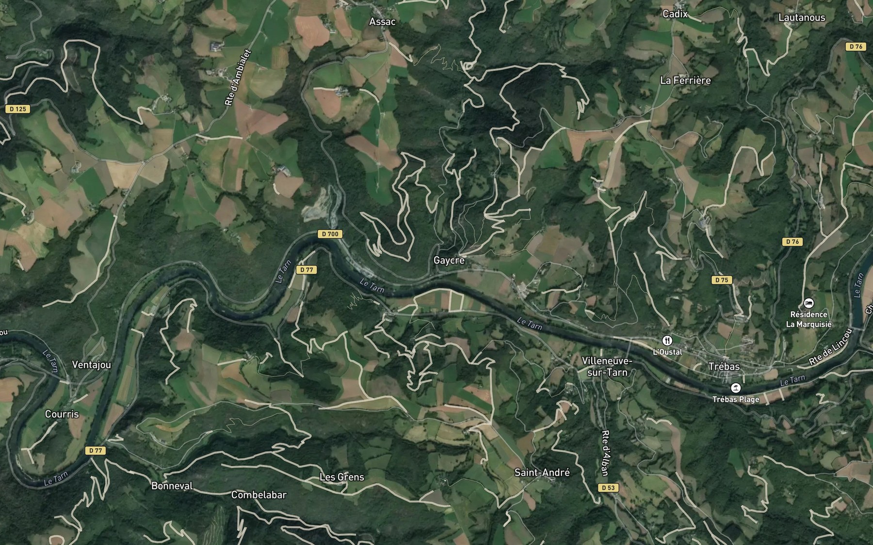 Satellite map of the Ruisseau de Gayere