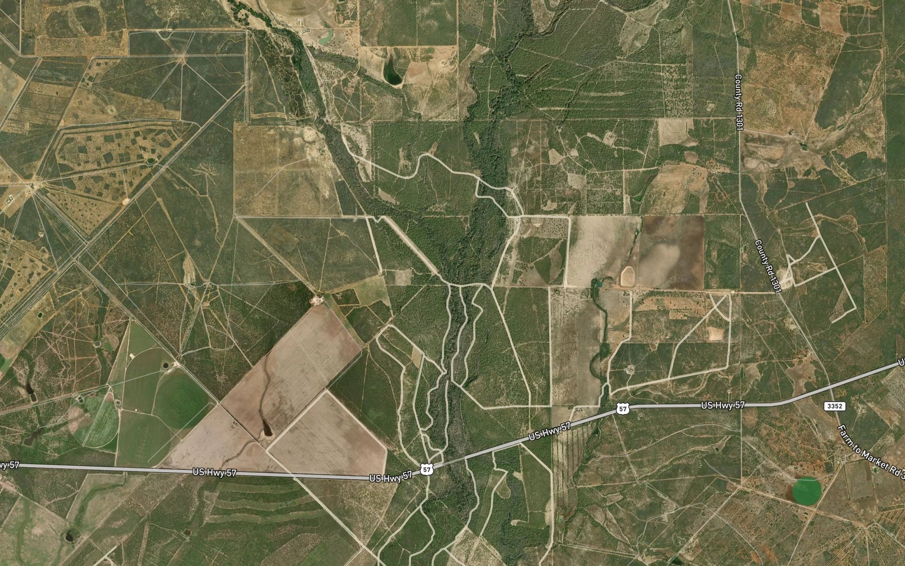 Satellite map of the Seco Creek
