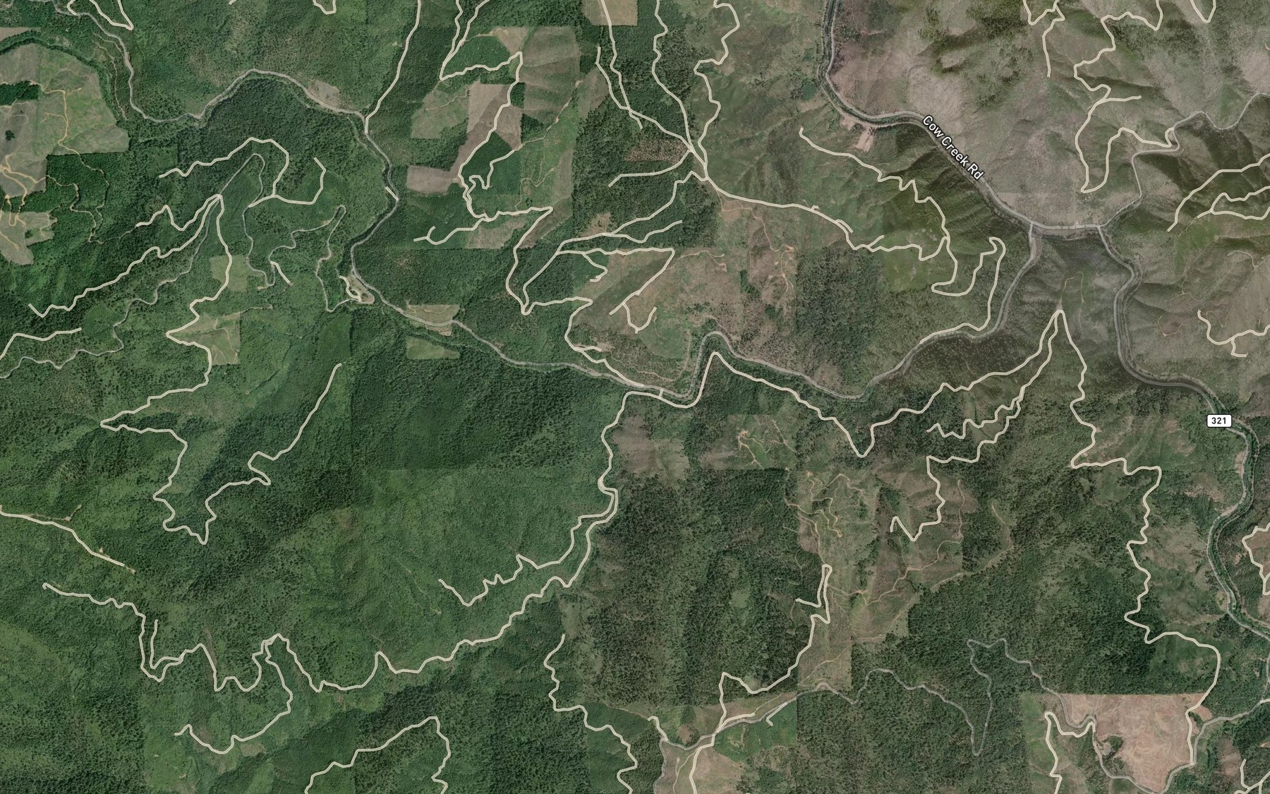 Satellite map of the Bear Creek