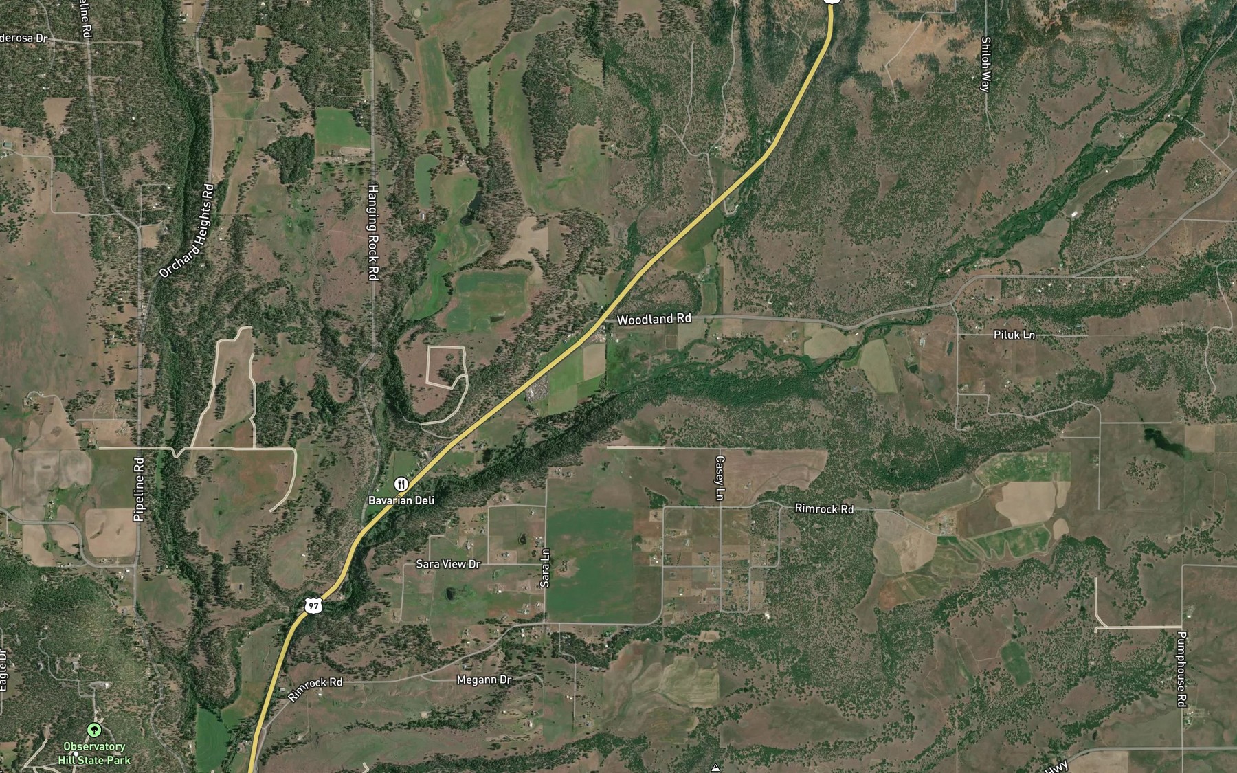 Satellite map of the Cozy Nook Creek