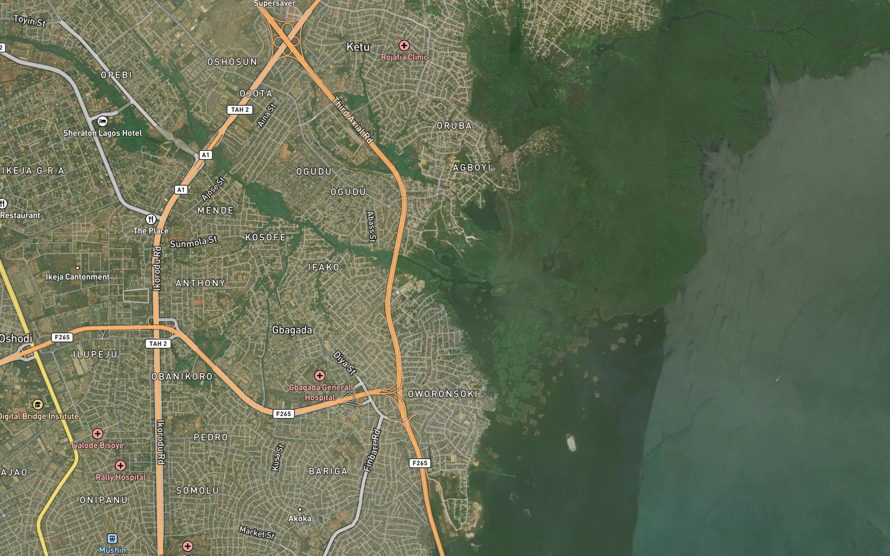 Satellite map of the Ogudu Creek