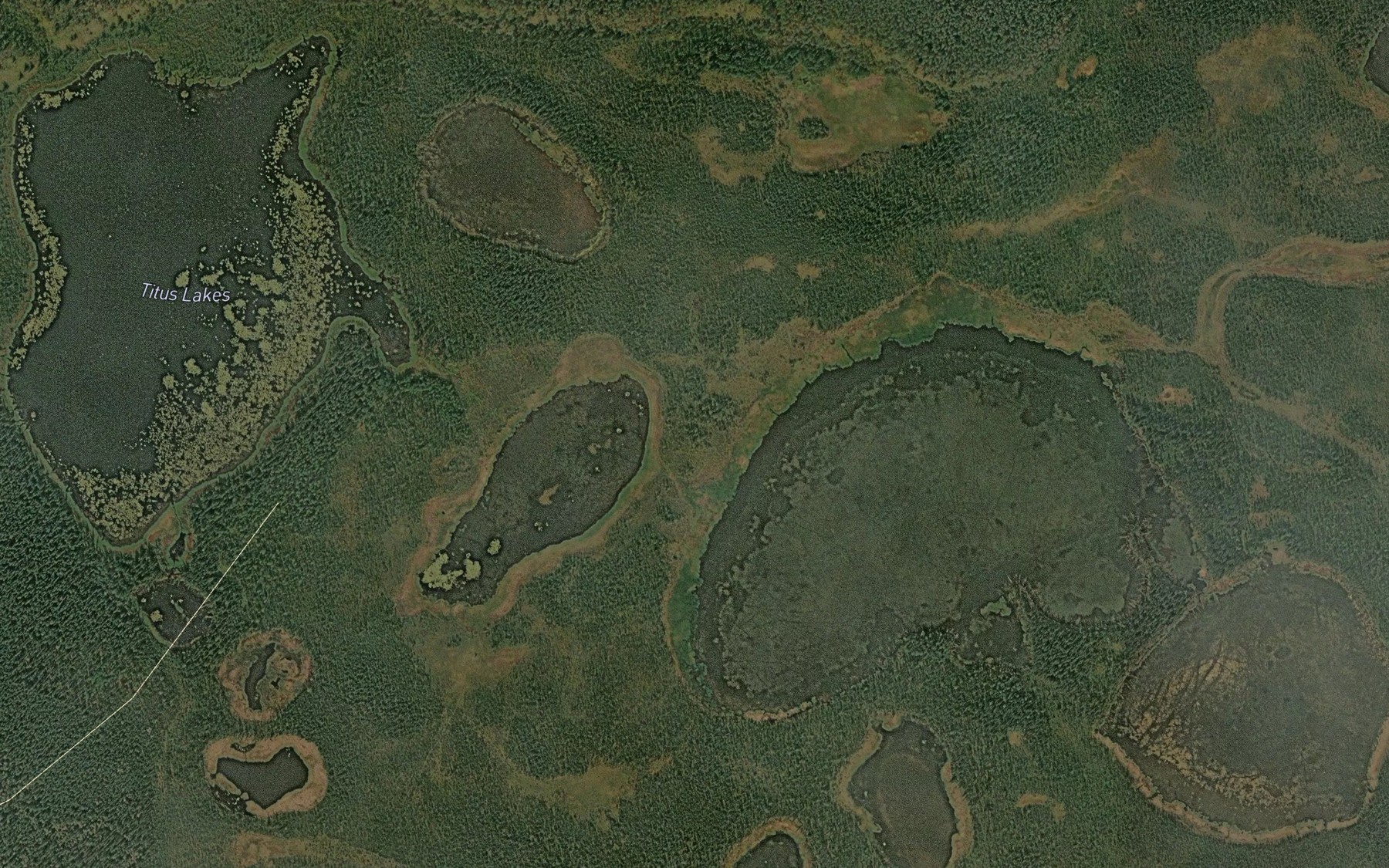 Satellite map of the Titus Lakes
