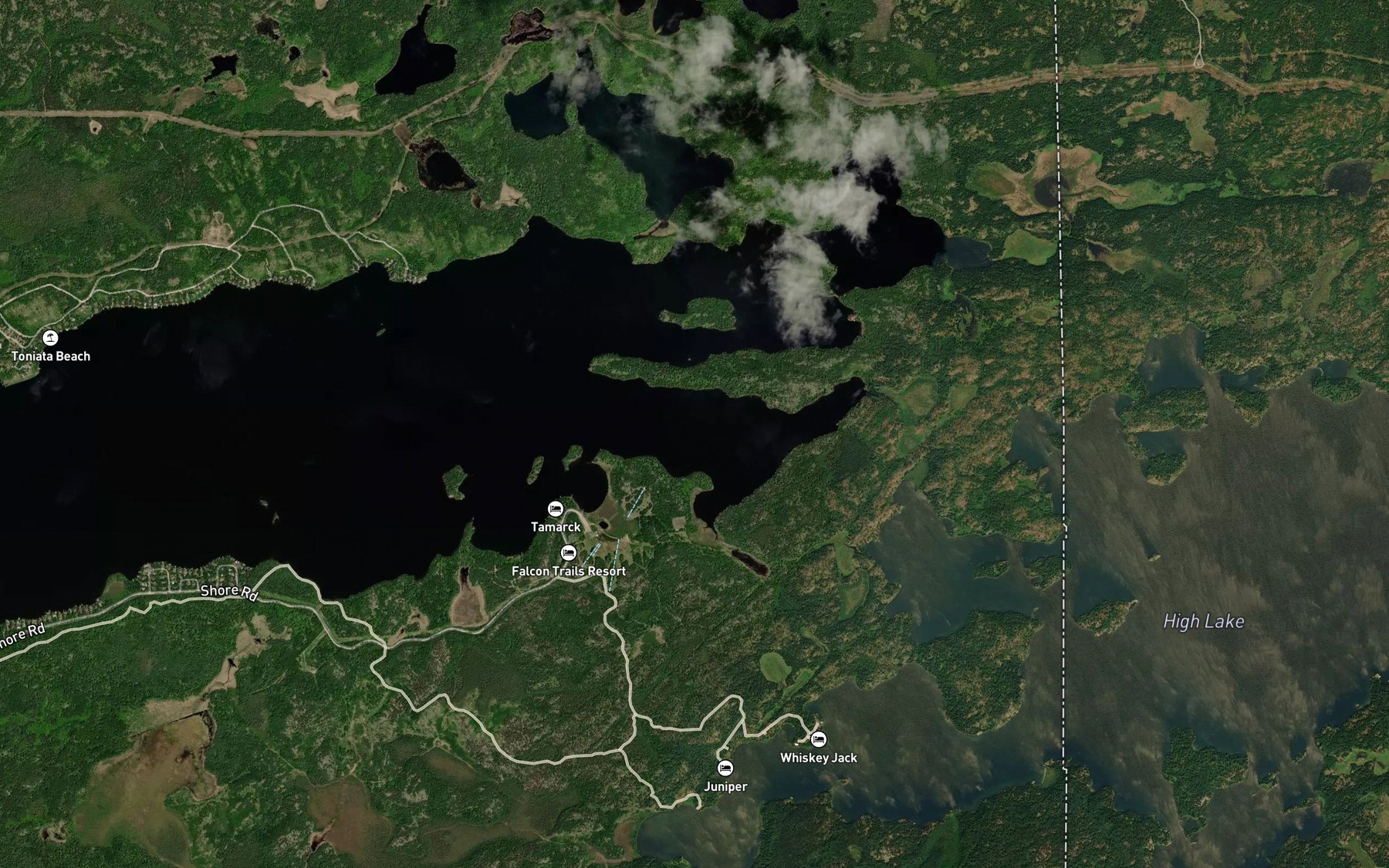 Satellite map of the High Lake Bay