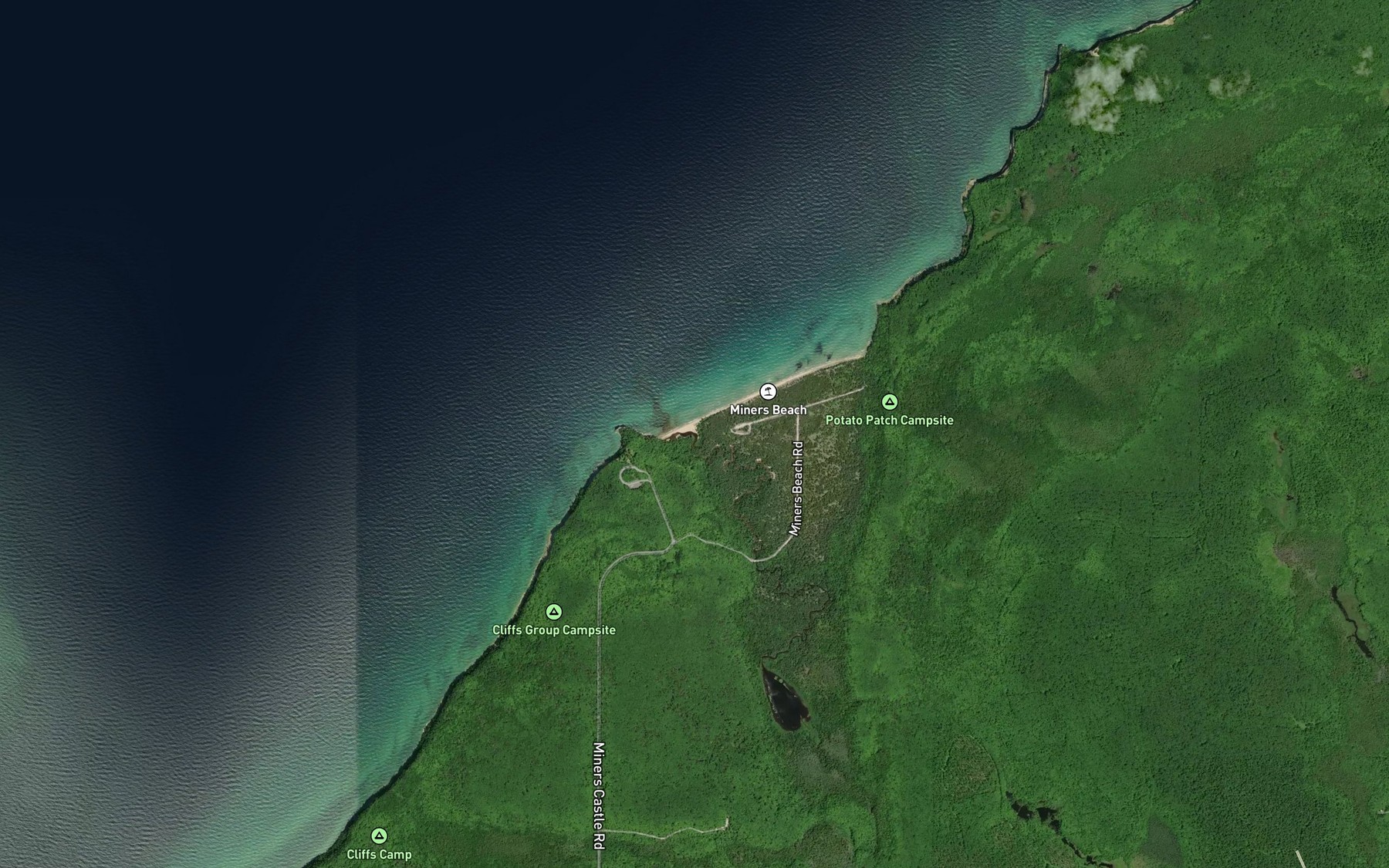 Satellite map of the Miners River