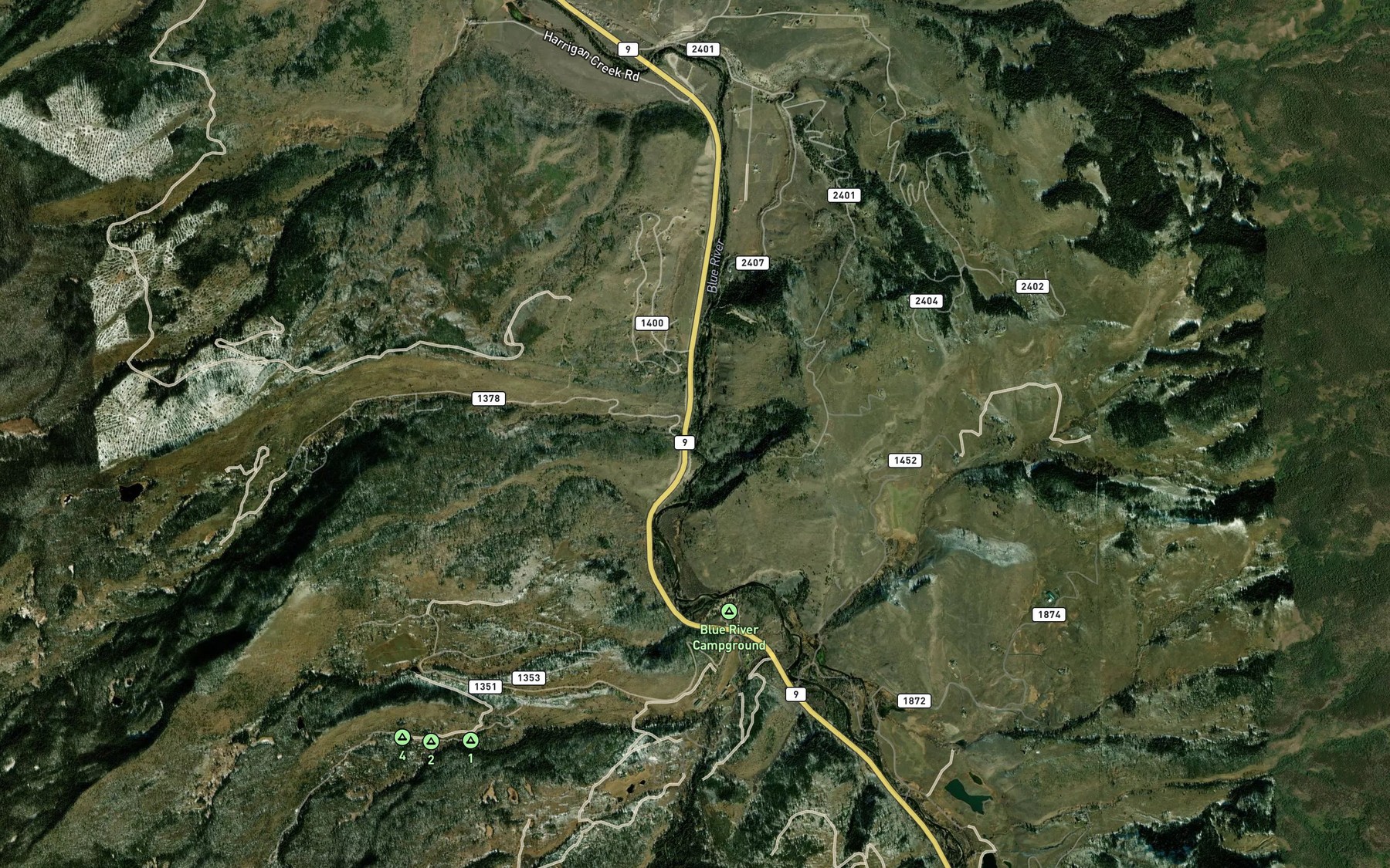 Satellite map of the Boulder Creek