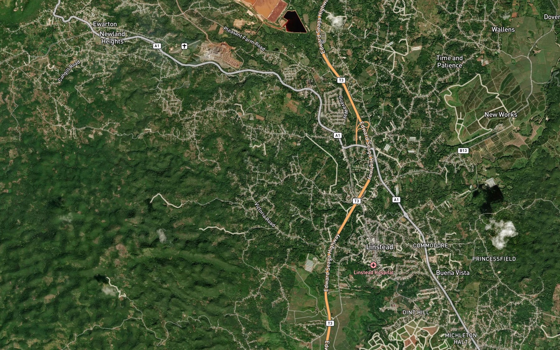 Satellite map of the Jackass Gully