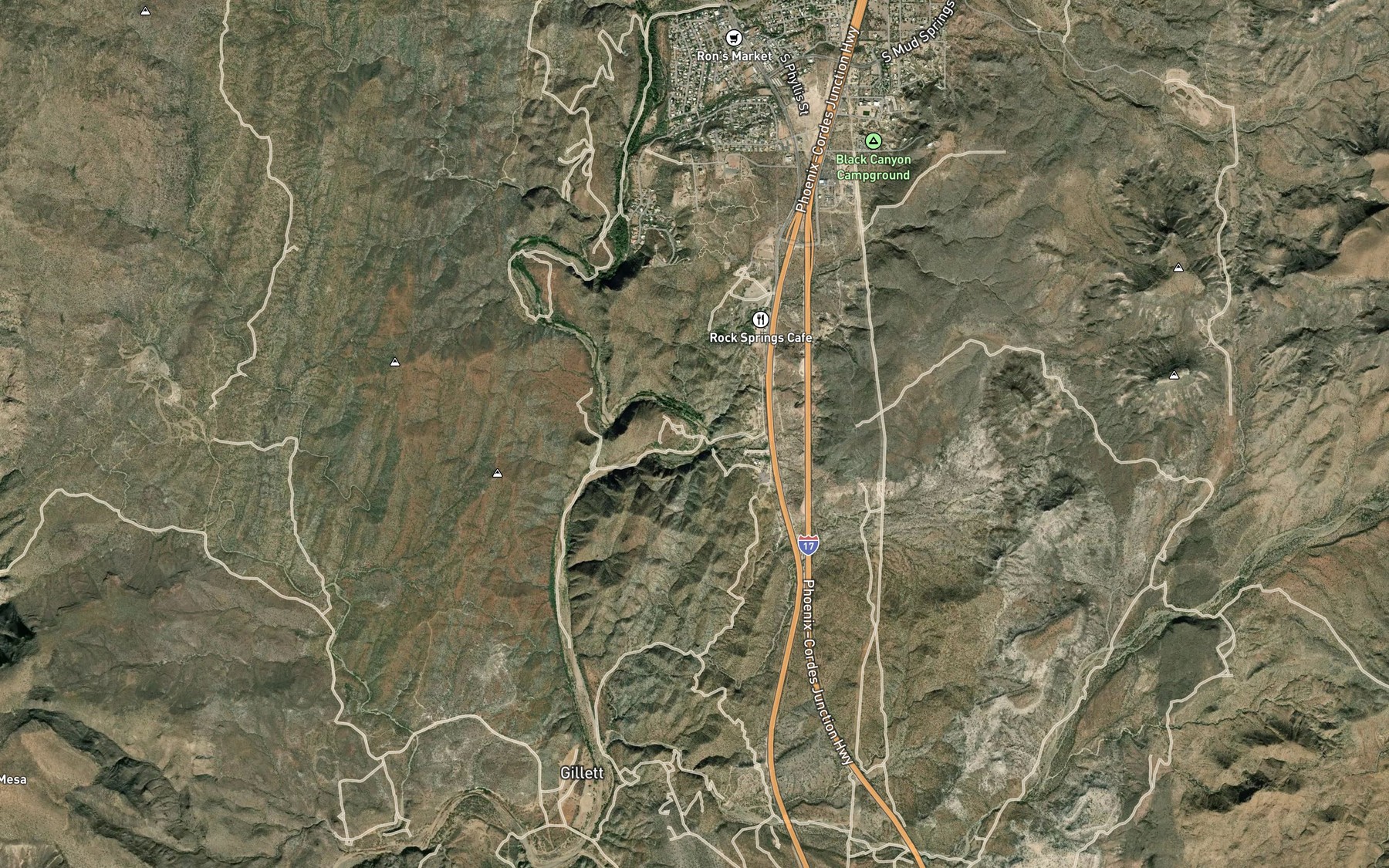 Satellite map of the Horseshoe Bar