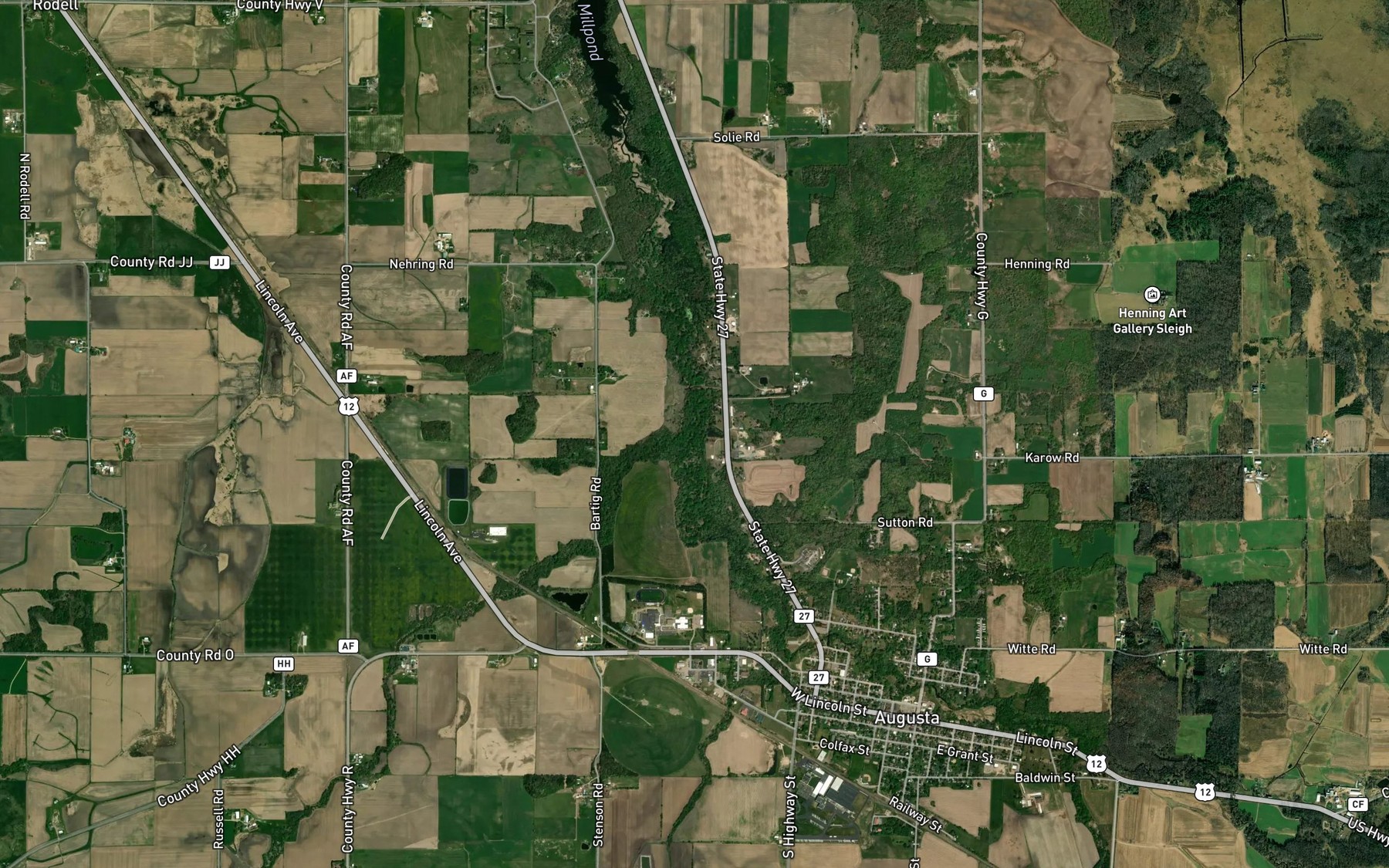 Satellite map of the Thompson Valley Creek