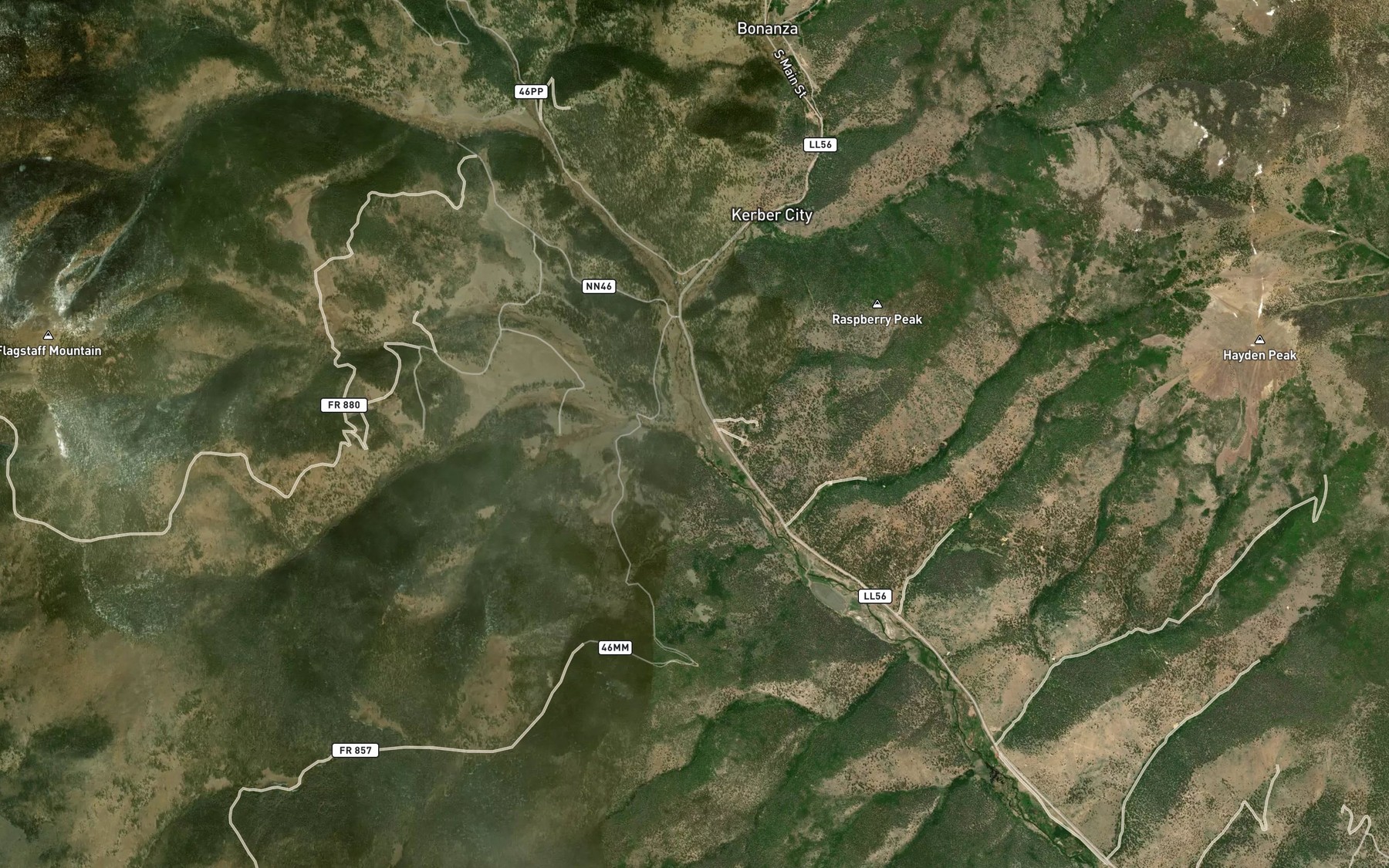 Satellite map of the Skunk Creek
