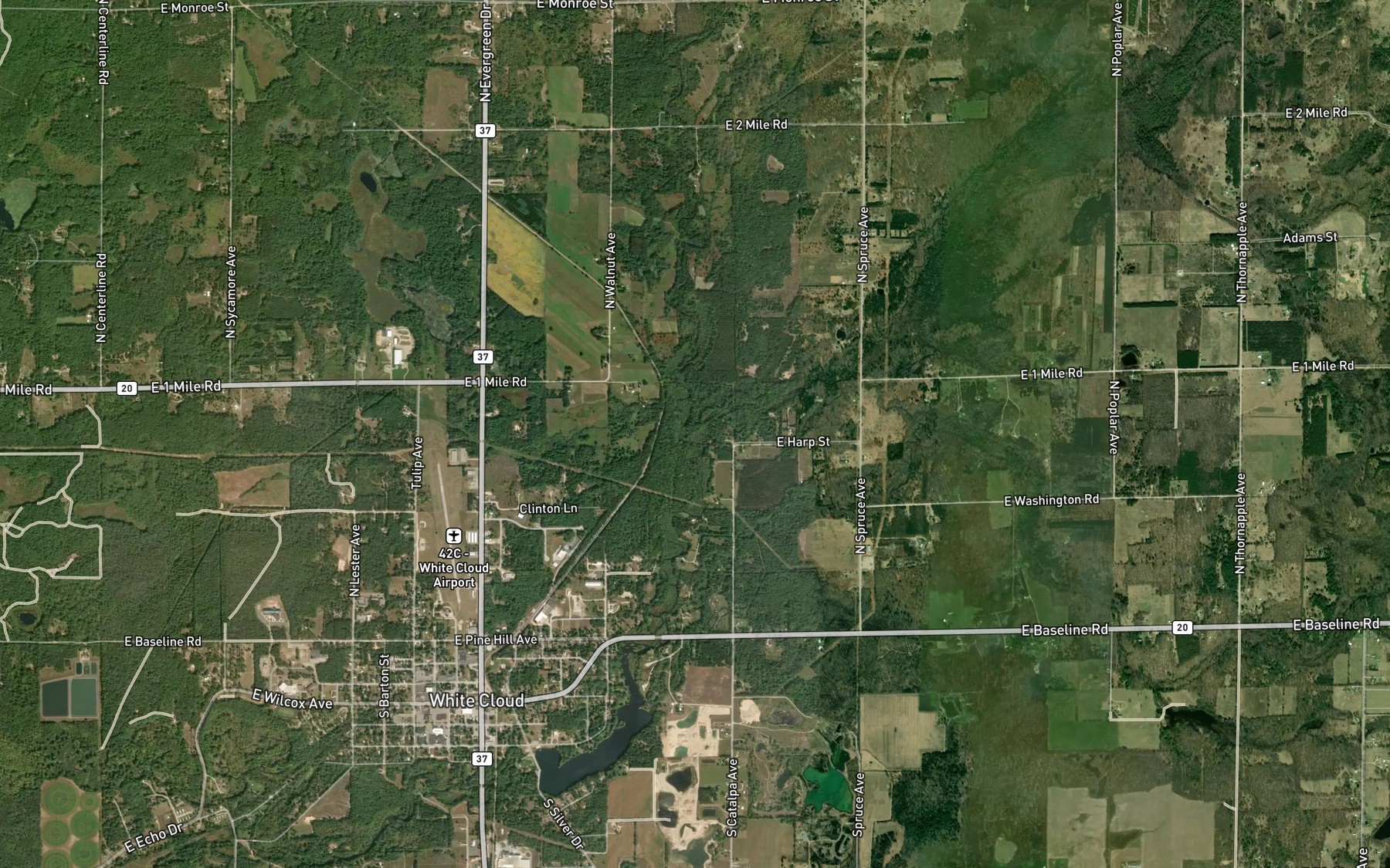 Satellite map of the Fivemile Creek