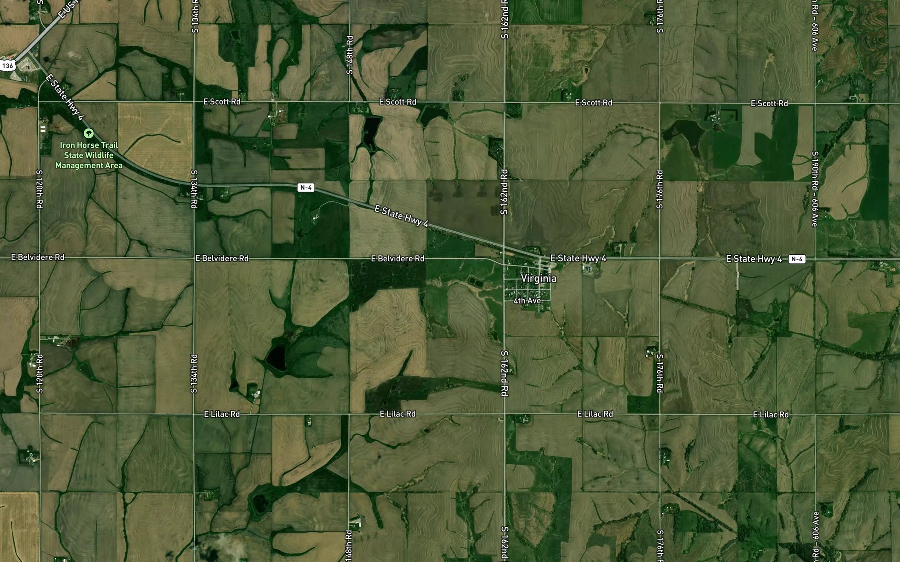 Satellite map of the Kuhns Reservoir