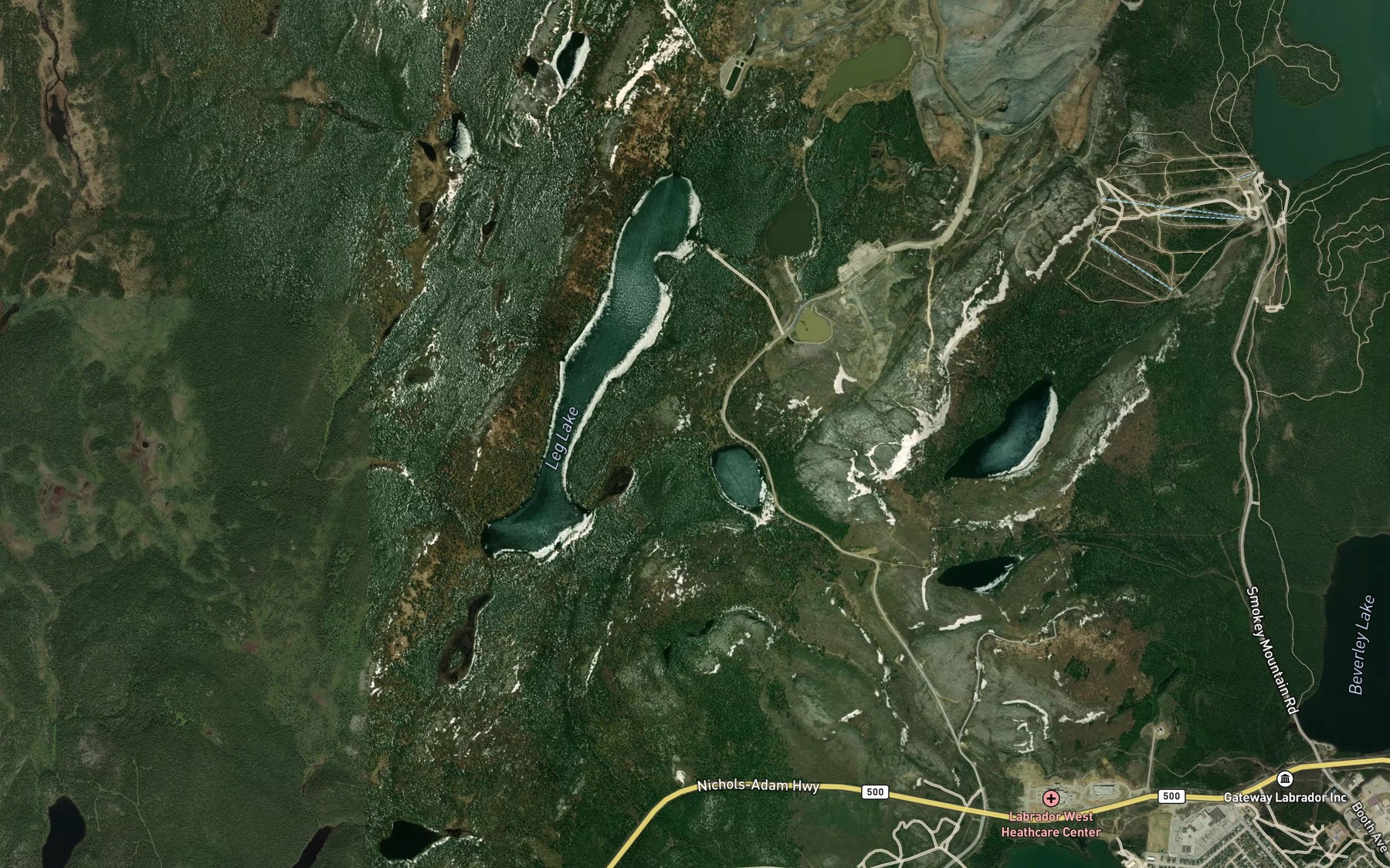 Satellite map of the Leg Lake