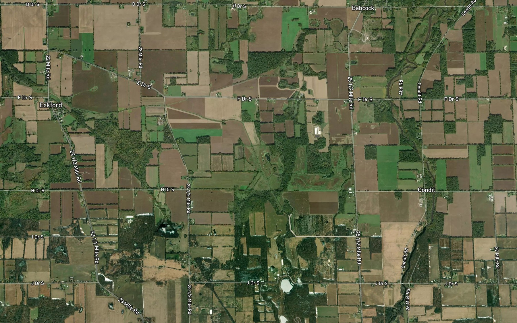 Satellite map of the Ball and Patterson Drain