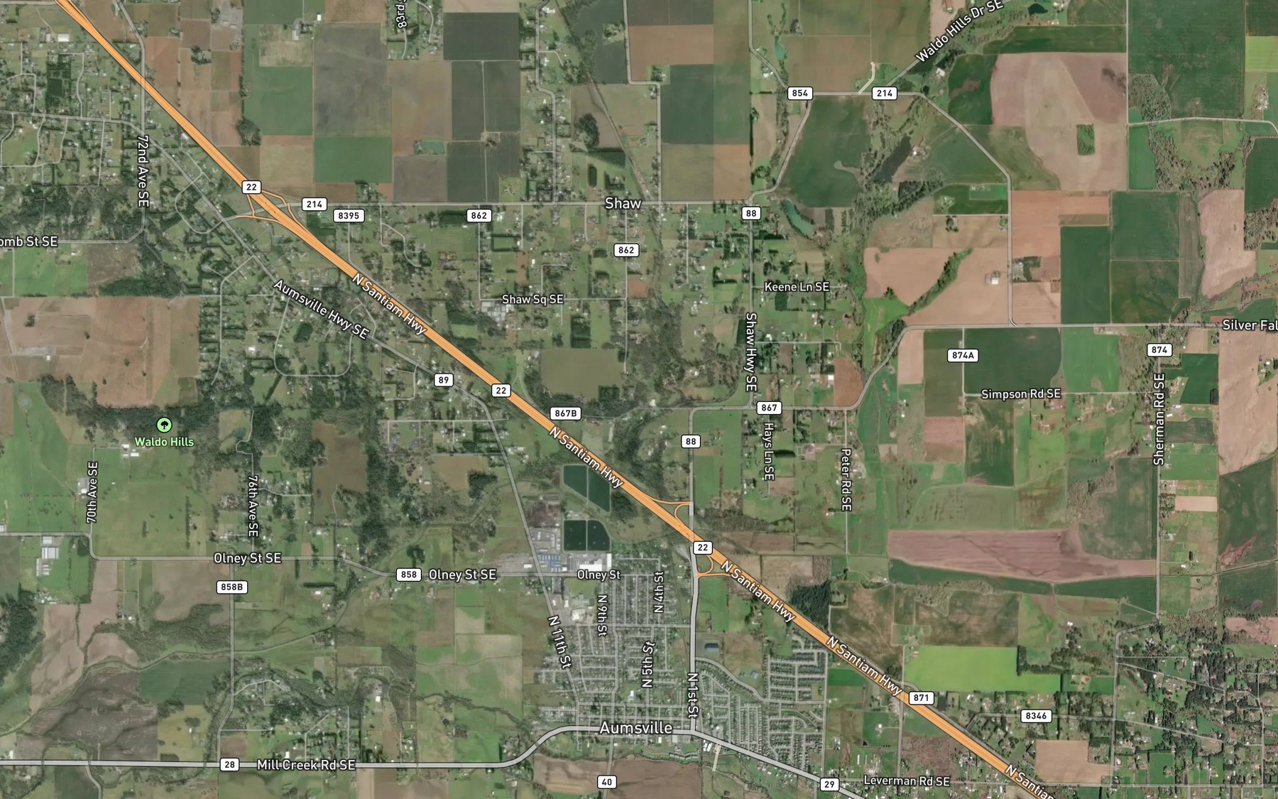 Satellite map of the Walker Creek