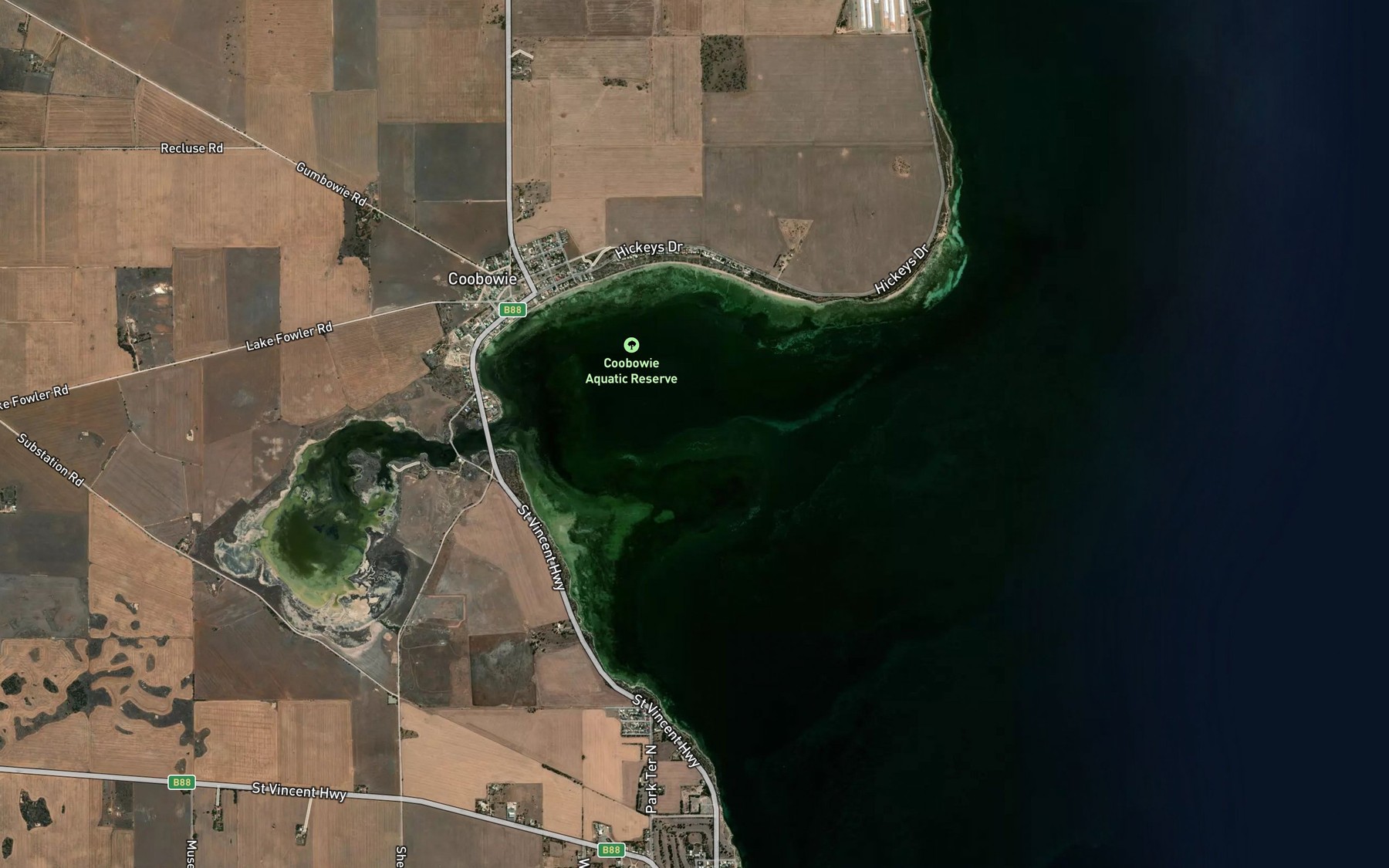 Satellite map of the Salt Creek Bay