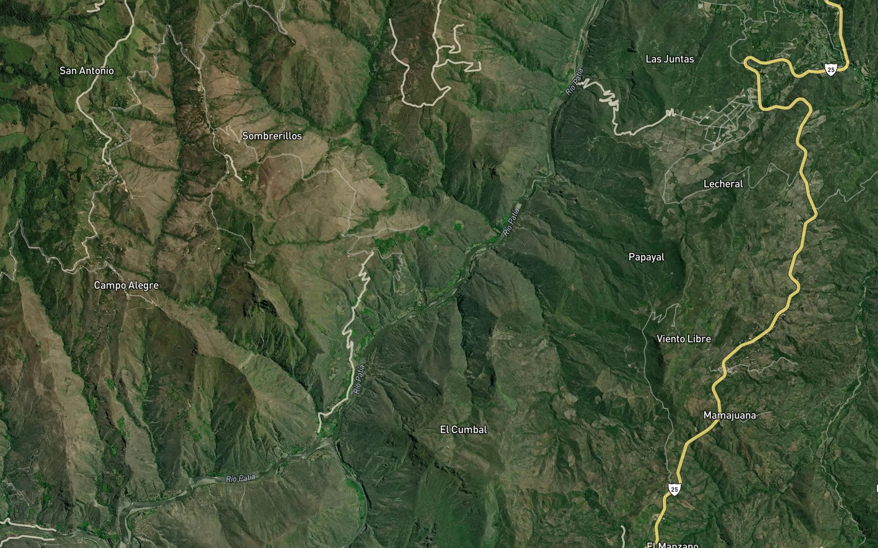 Satellite map of the Quebrada La Cintura