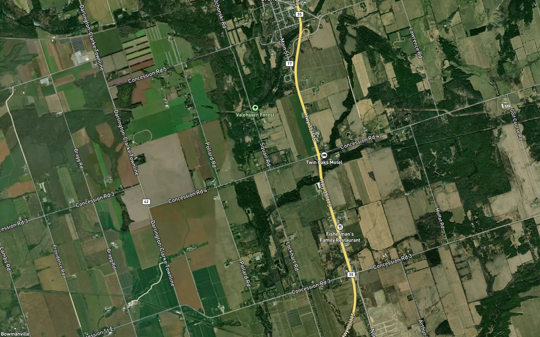 Satellite map of the Orono Creek