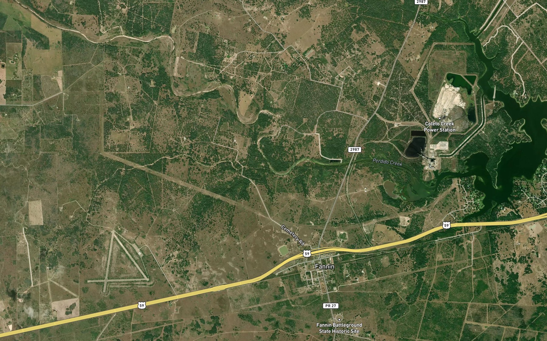 Satellite map of the Road Creek
