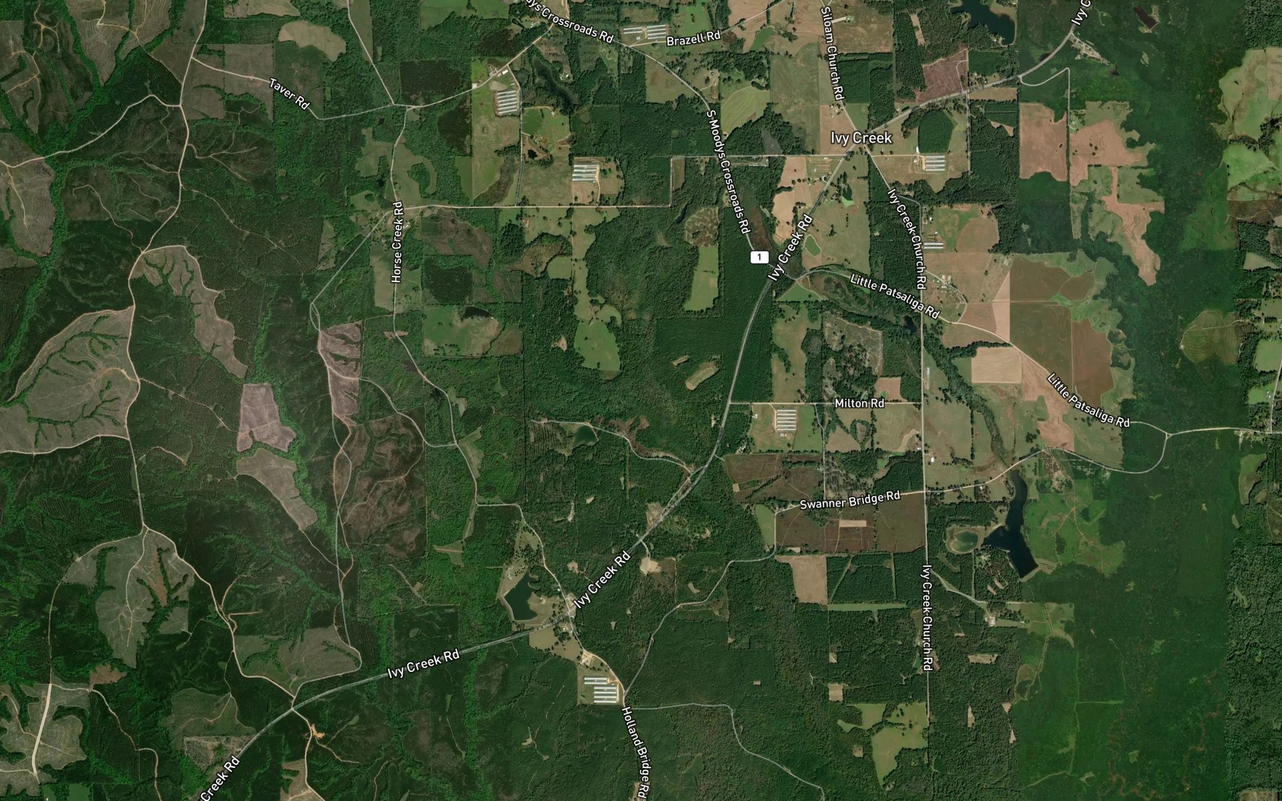 Satellite map of the Little Horse Creek