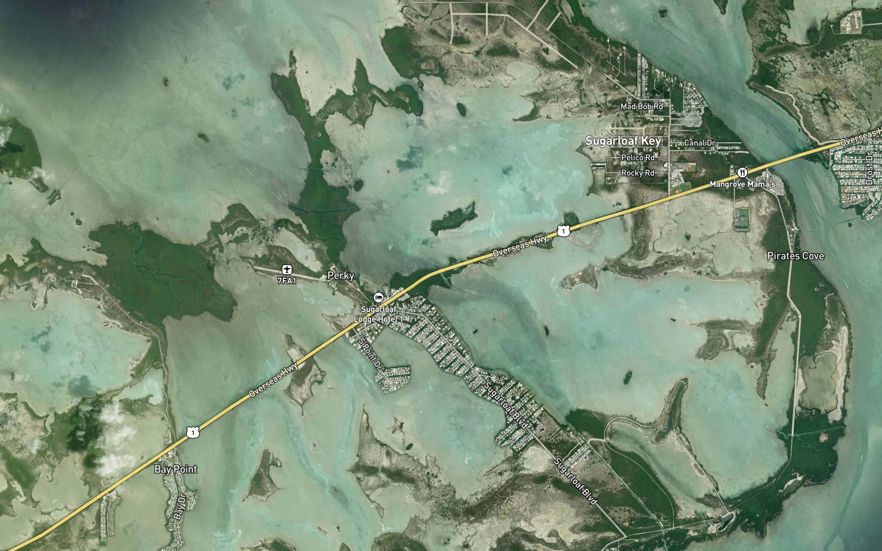 Satellite map of the Harris Gap Channel