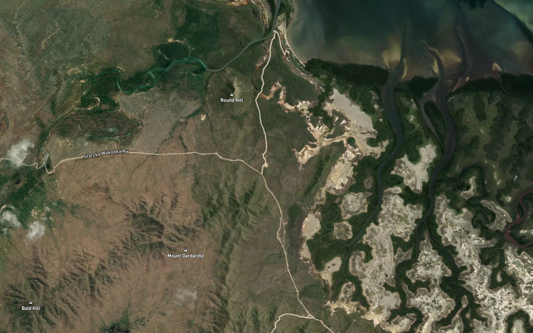 Satellite map of the Starcke River