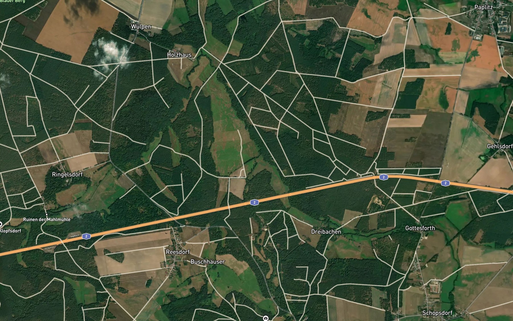 Satellite map of the Gloinebach