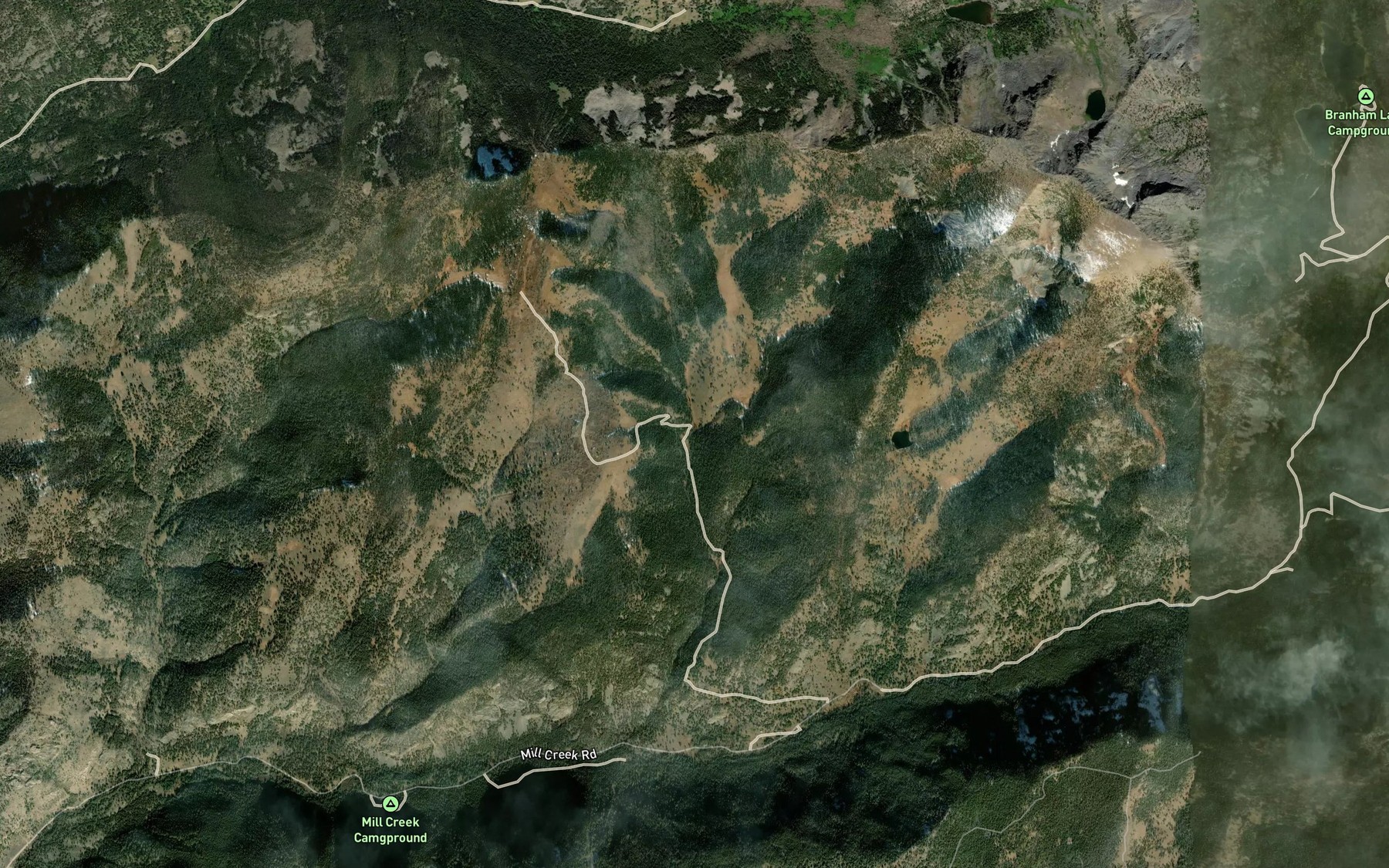 Satellite map of the East Fork Quartz Creek