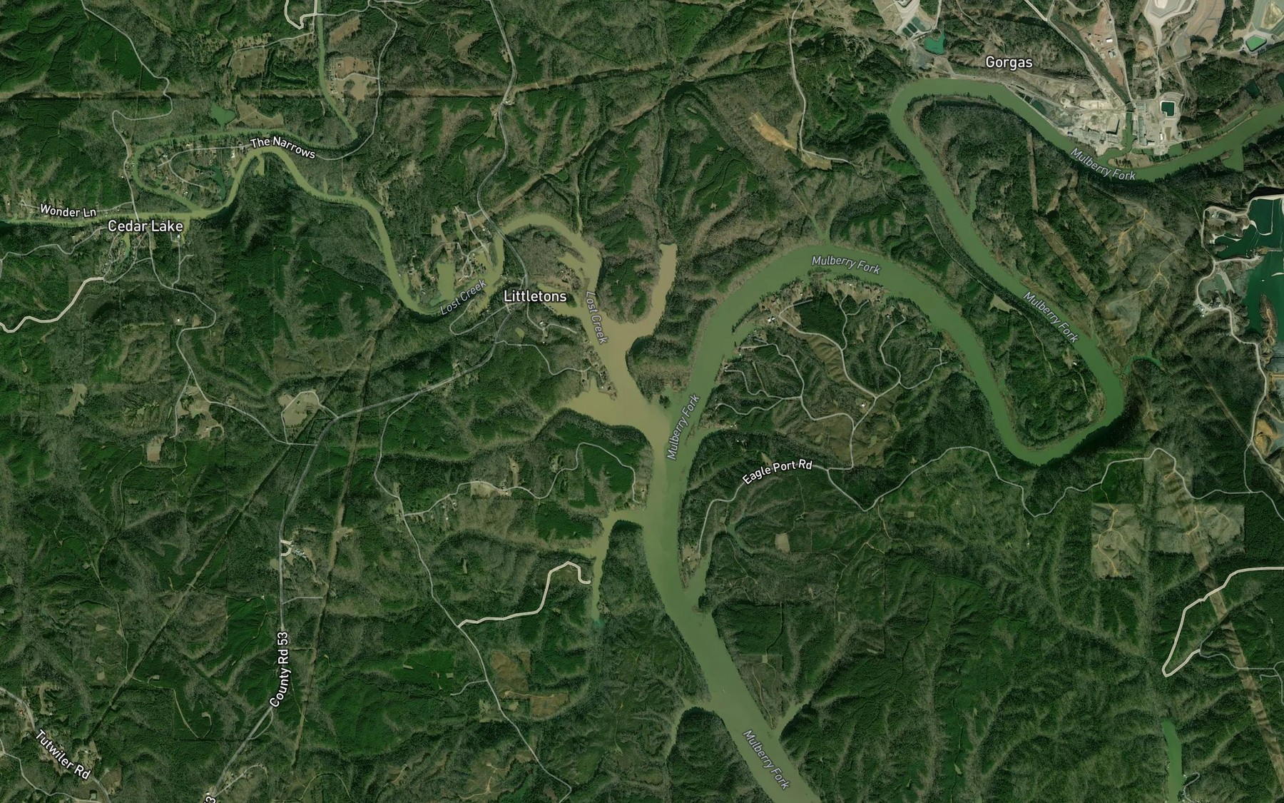 Satellite map of the Brake Bend
