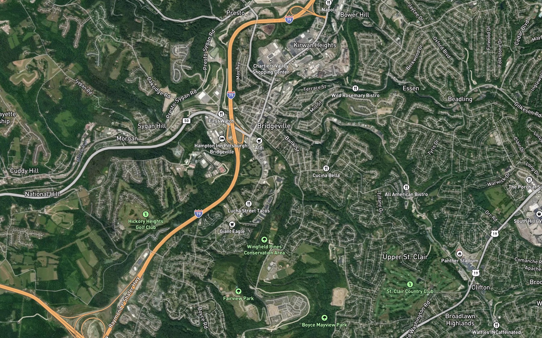 Satellite map of the Coal Run