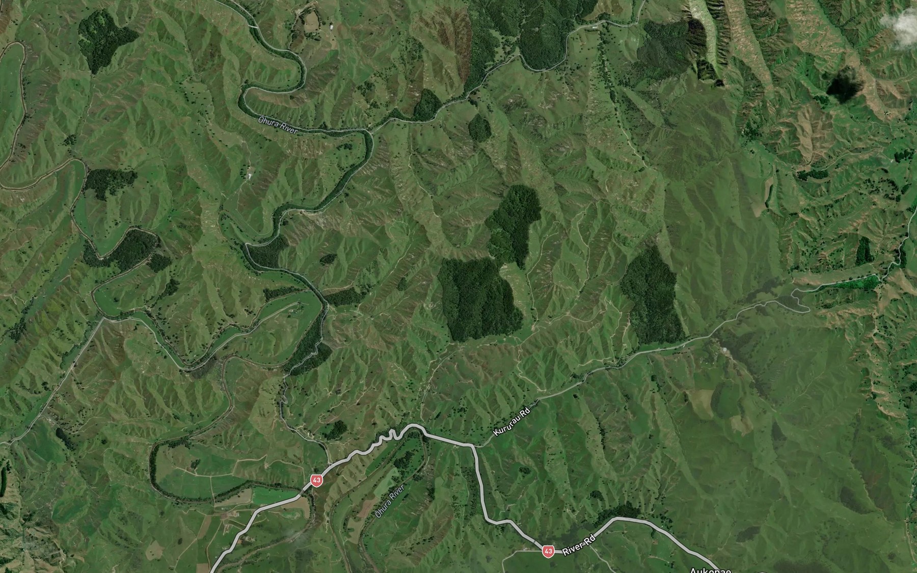 Satellite map of the Taumona River