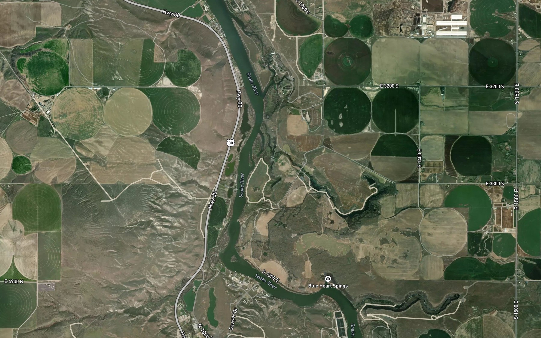 Satellite map of the Sand Springs