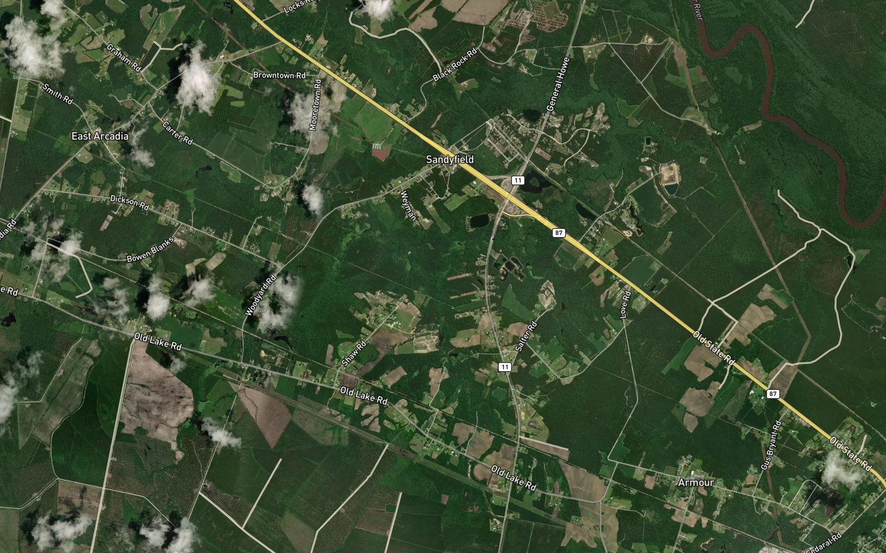 Satellite map of the Turner Branch