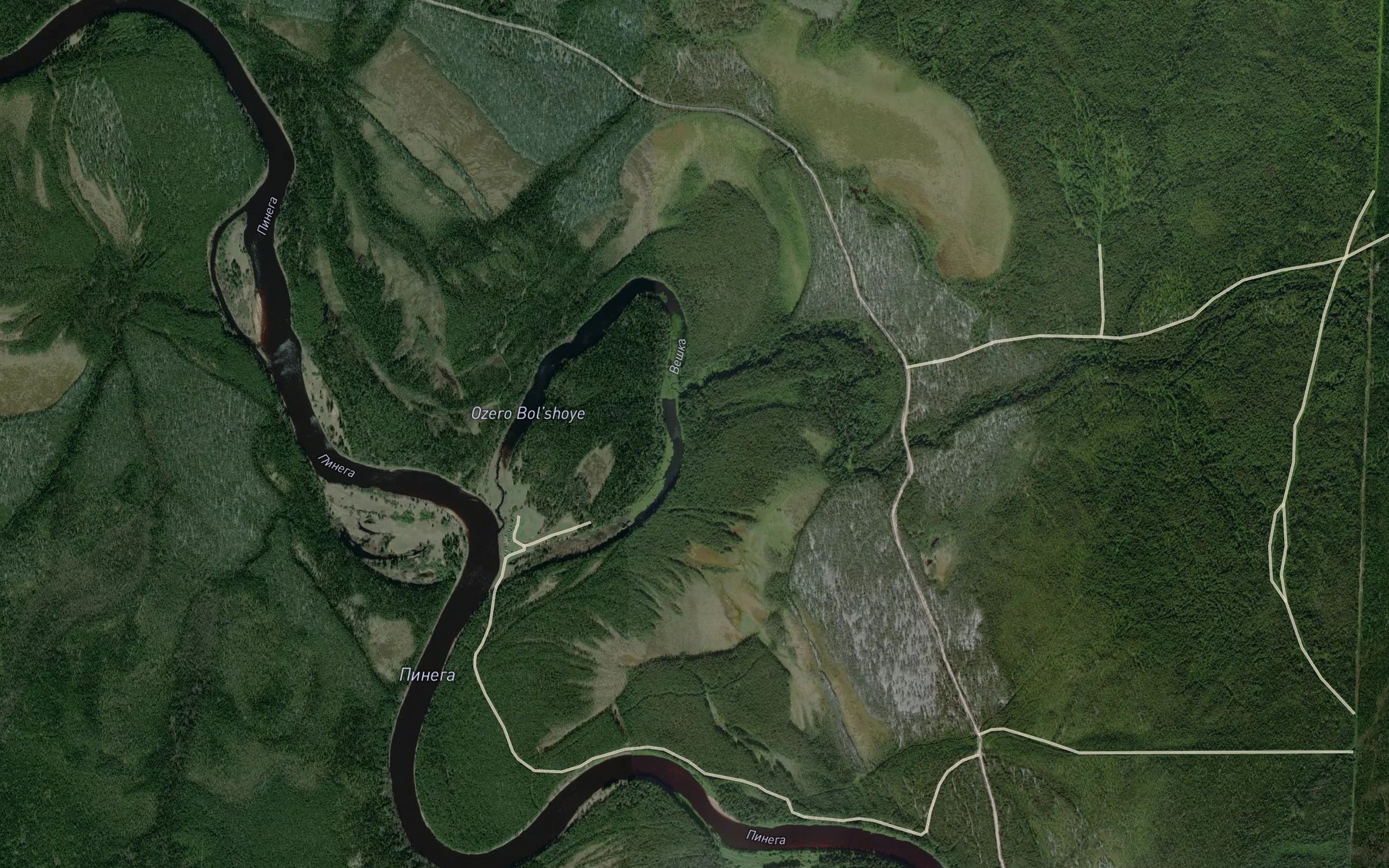 Satellite map of the Veshka