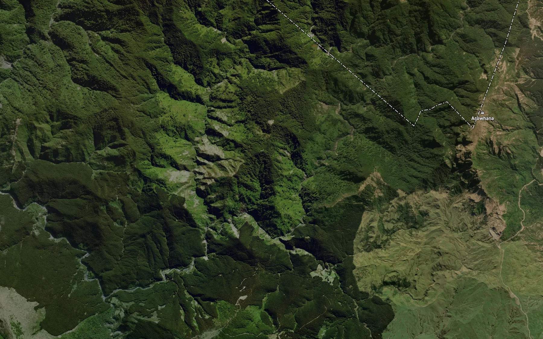 Satellite map of the Kokopumatara Stream