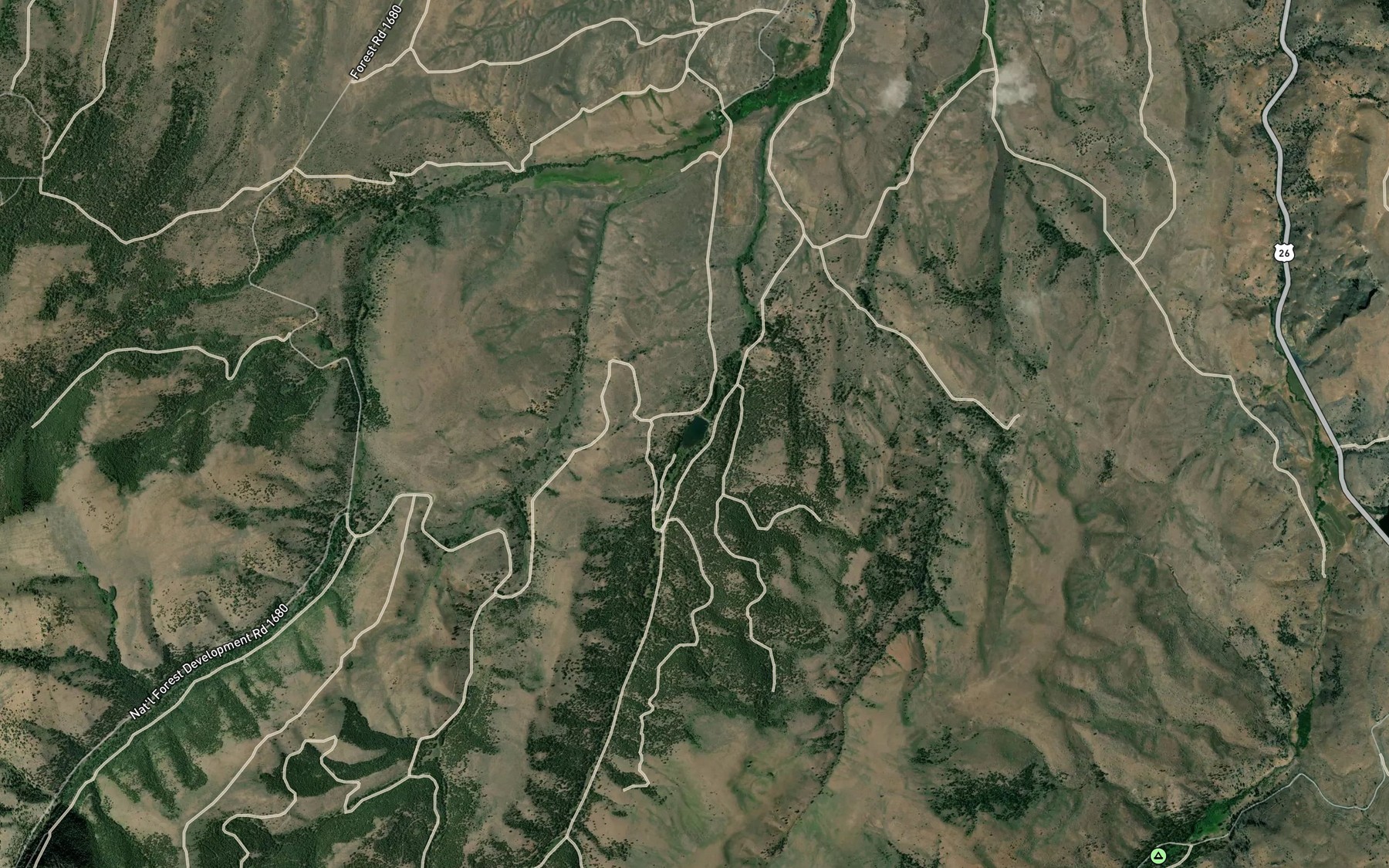 Satellite map of the Long Creek Reservoir