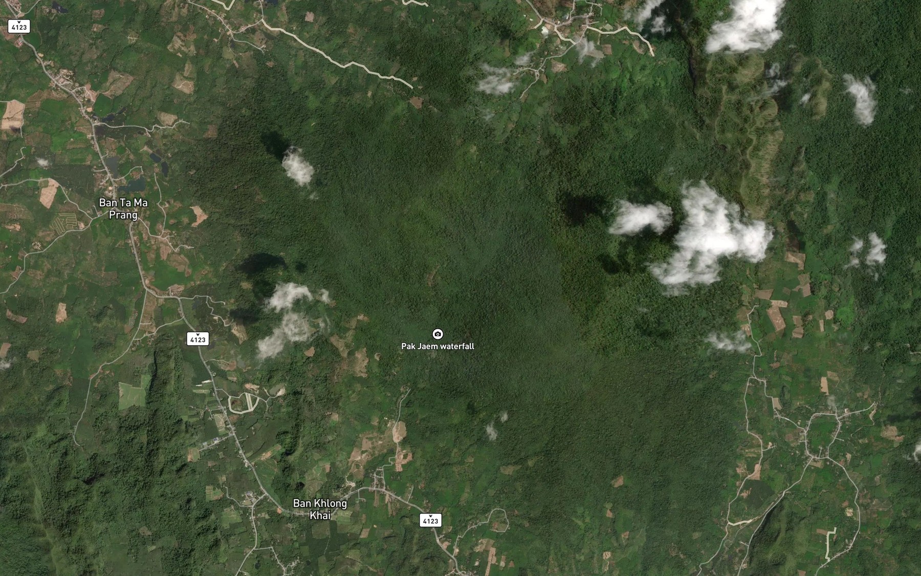 Satellite map of the Nam Tok Pak Chaem