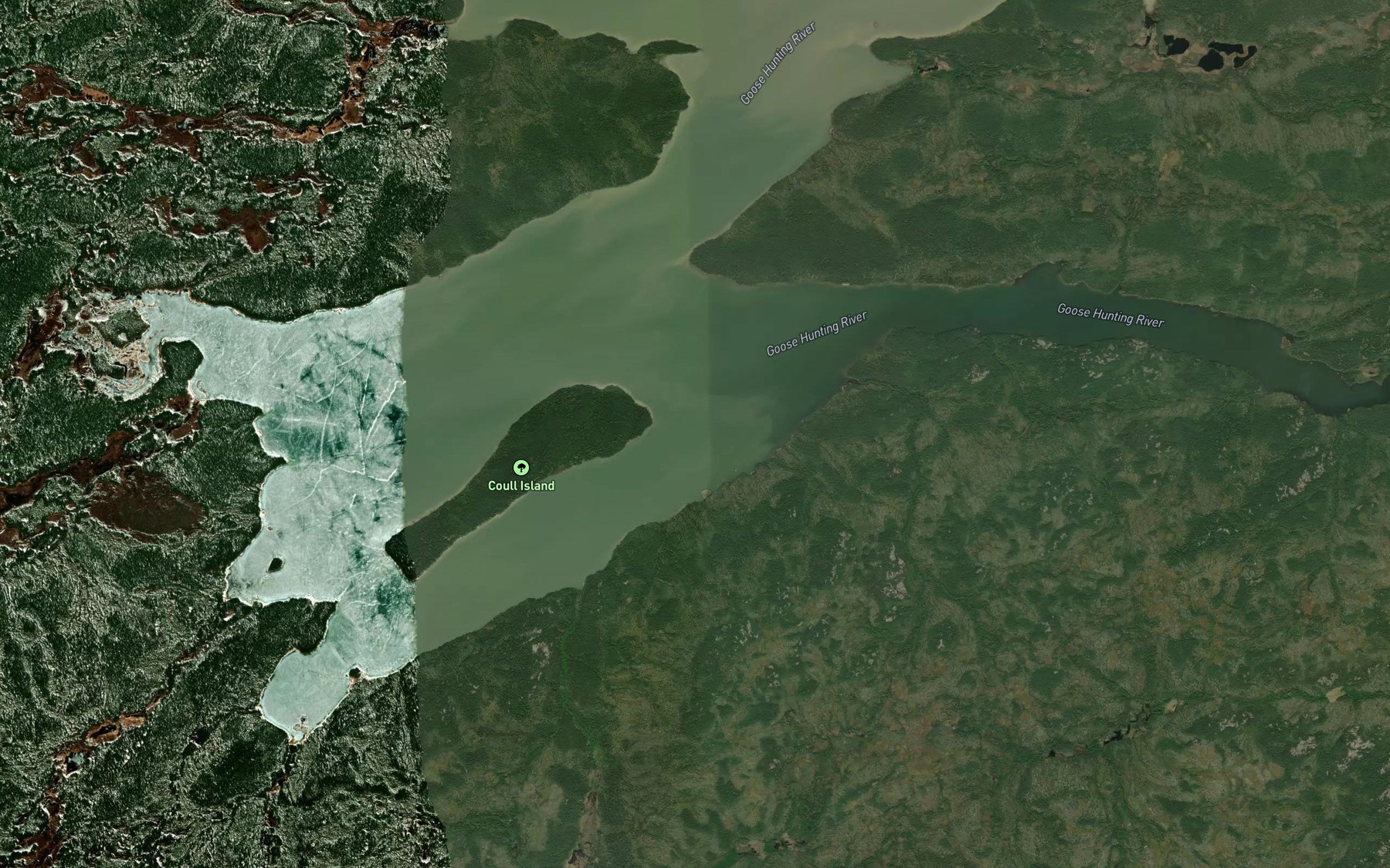 Satellite map of the Burton Bay