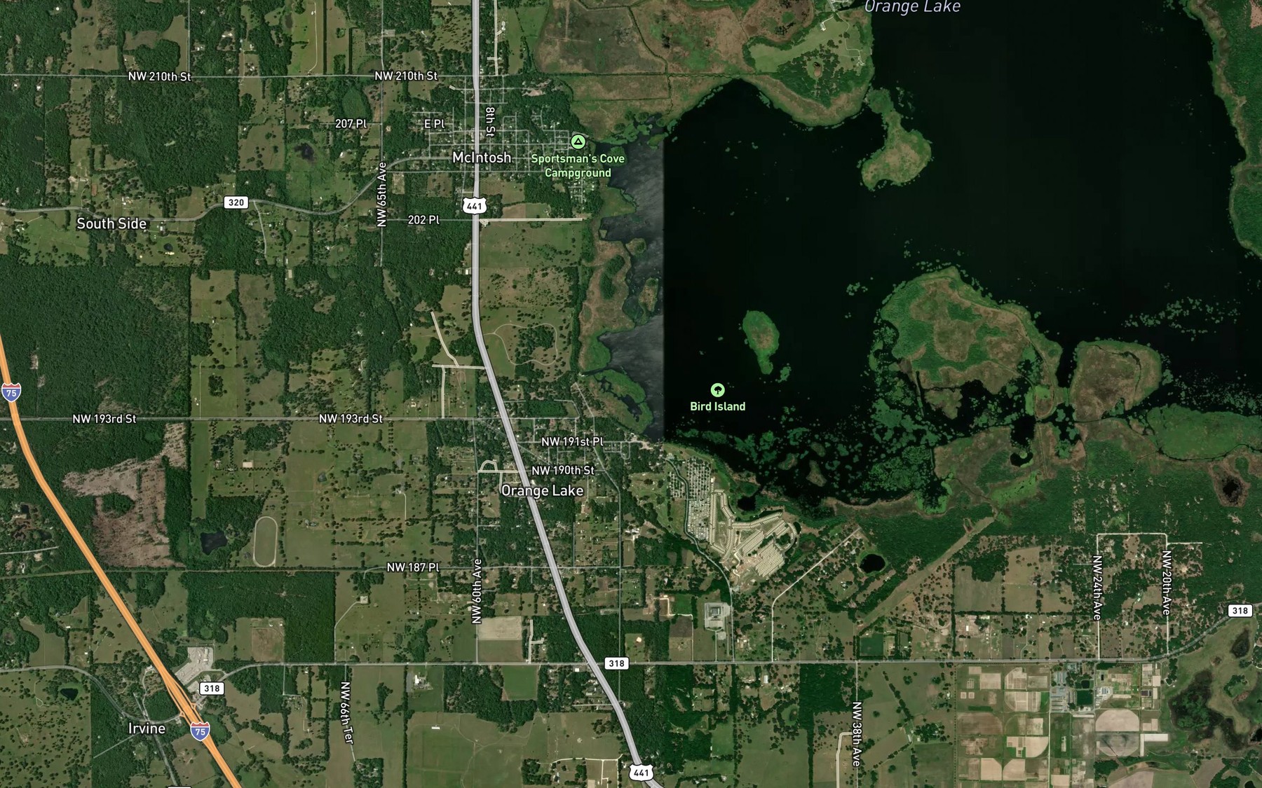 Satellite map of the Heagy-burry Boat Ramp