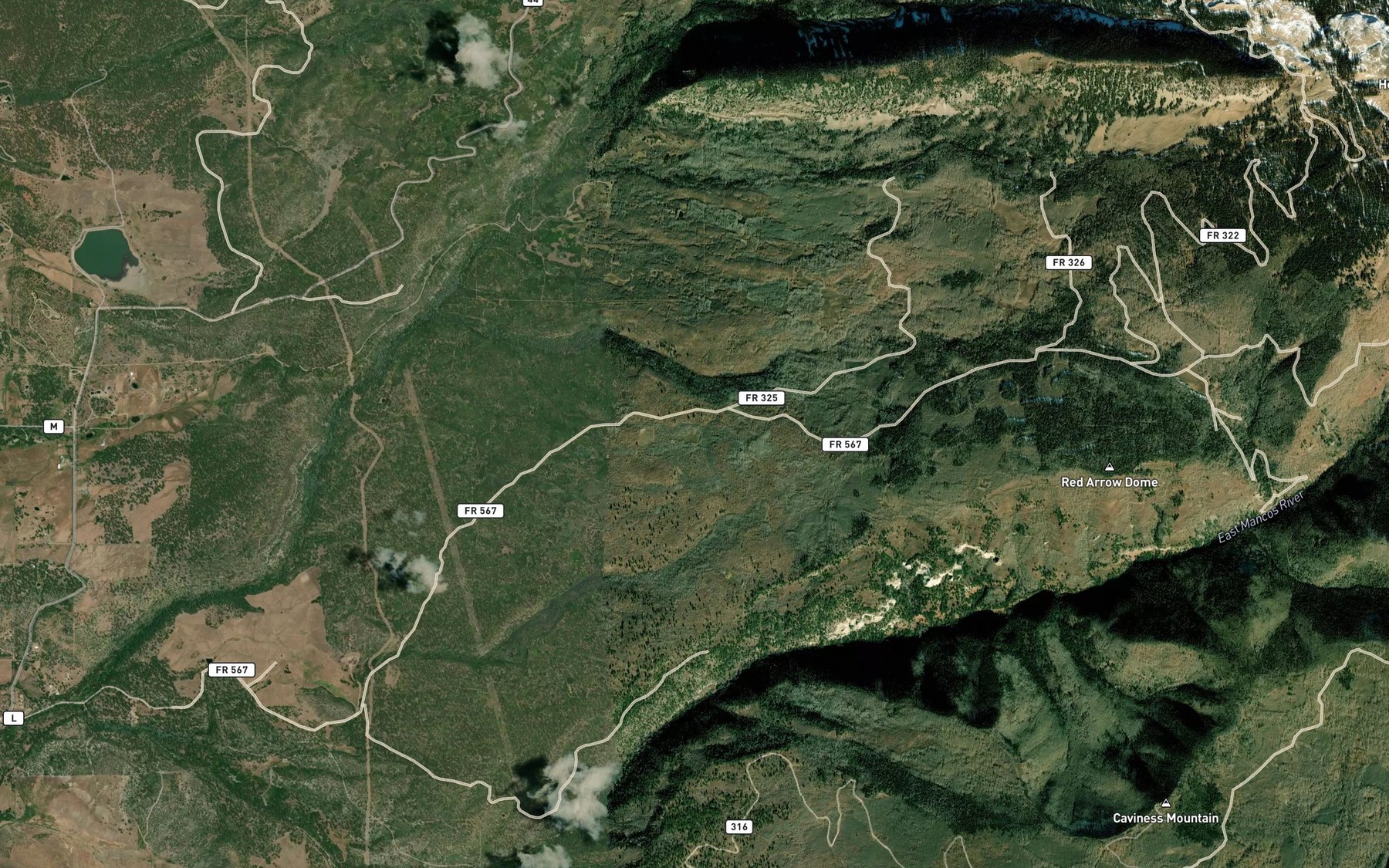 Satellite map of the Menefee Reservoir