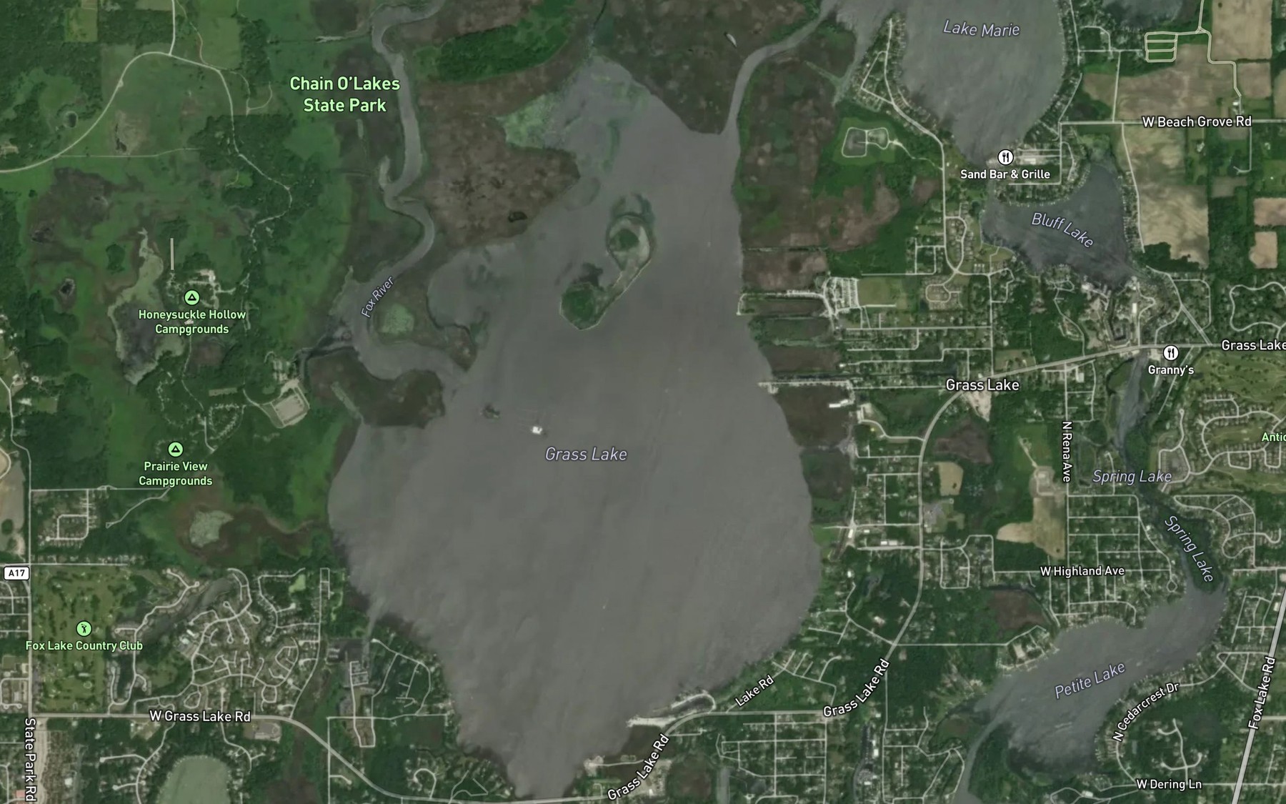 Satellite map of the Grass Lake