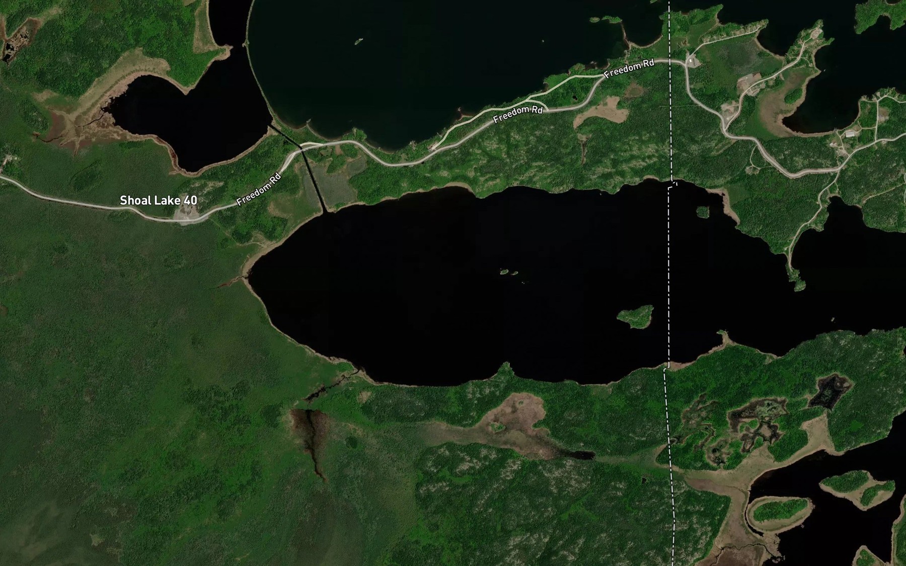 Satellite map of the Snowshoe Bay