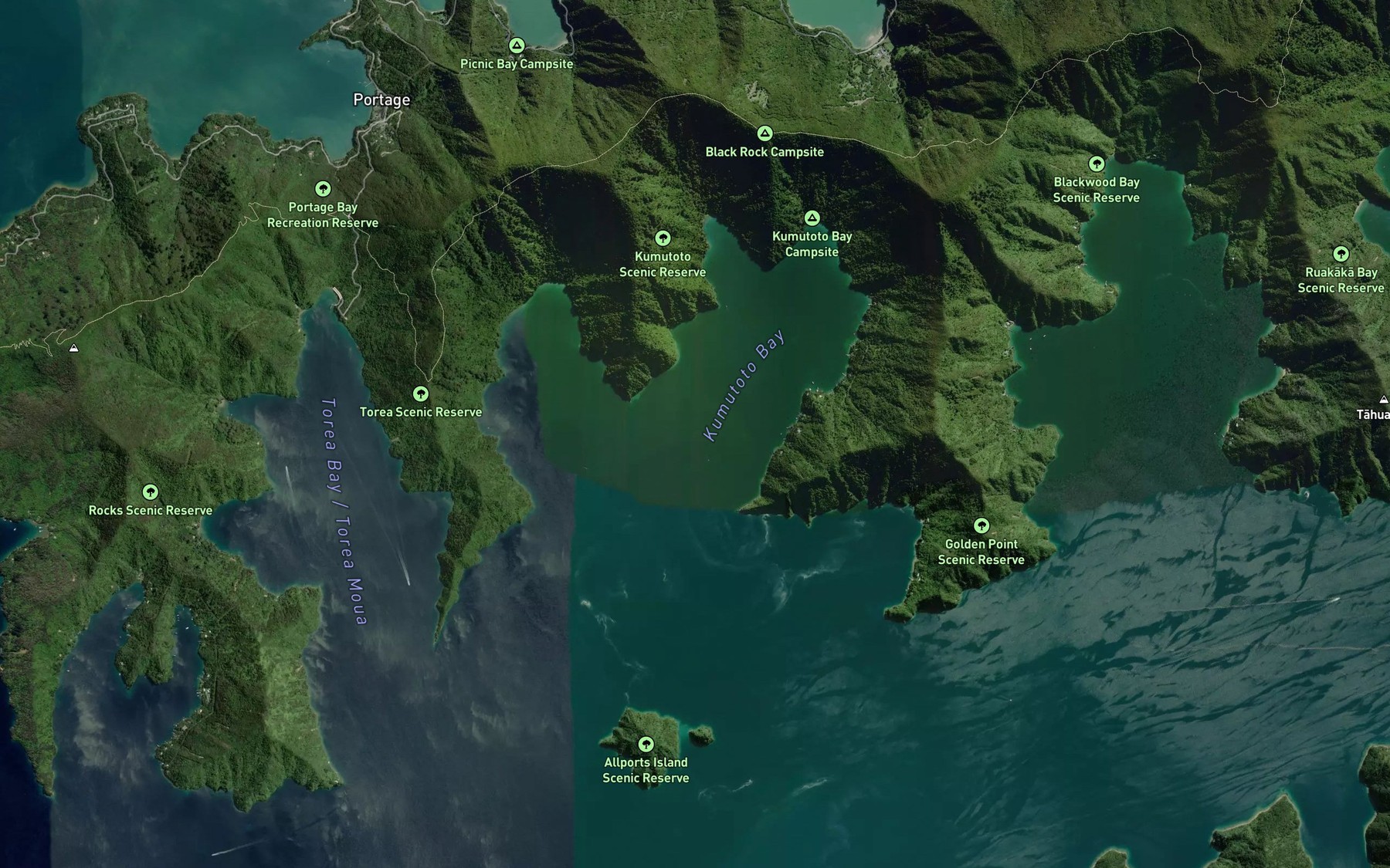 Satellite map of the Kaipapa Bay