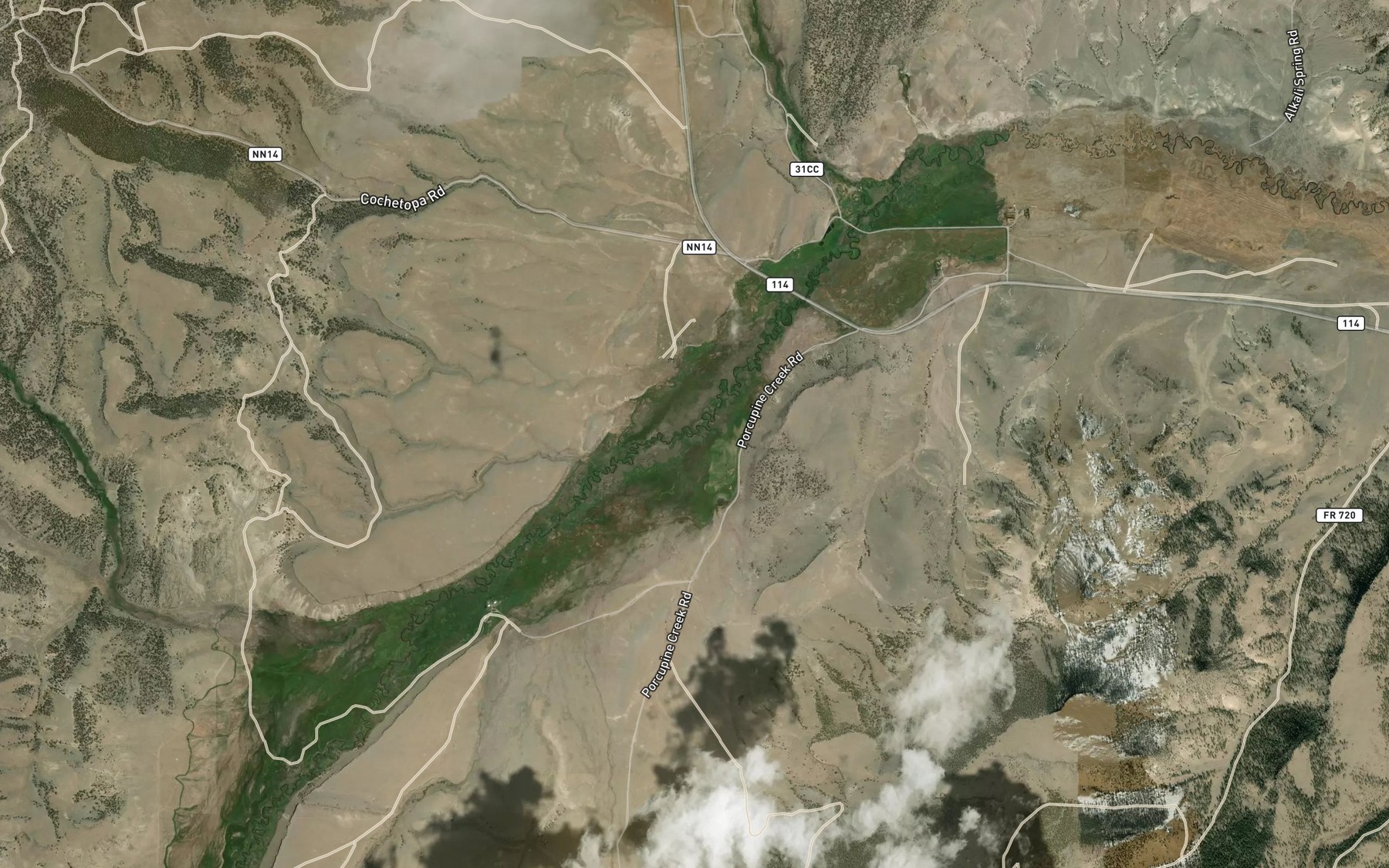 Satellite map of the Squaw Creek