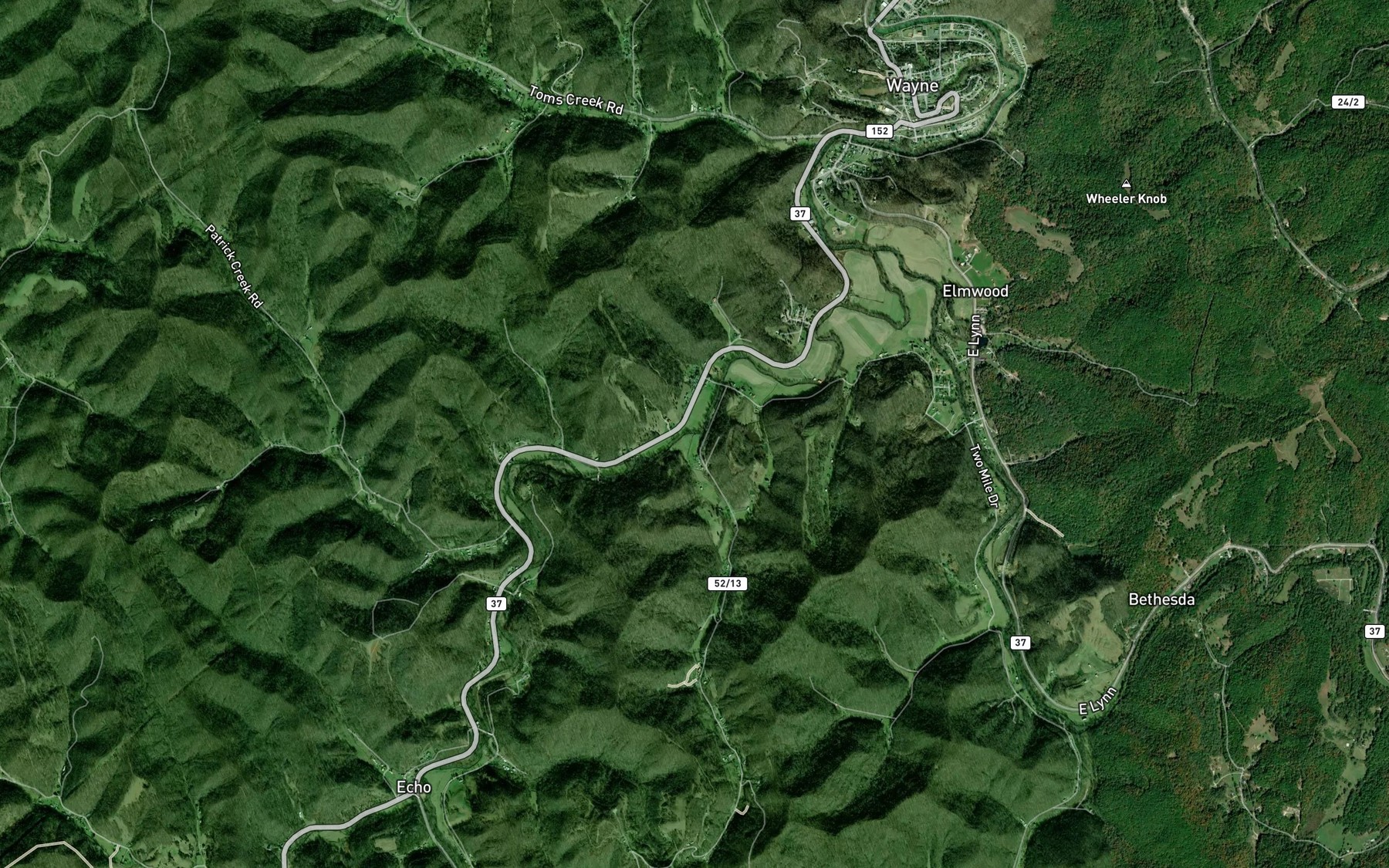 Satellite map of the Big Branch