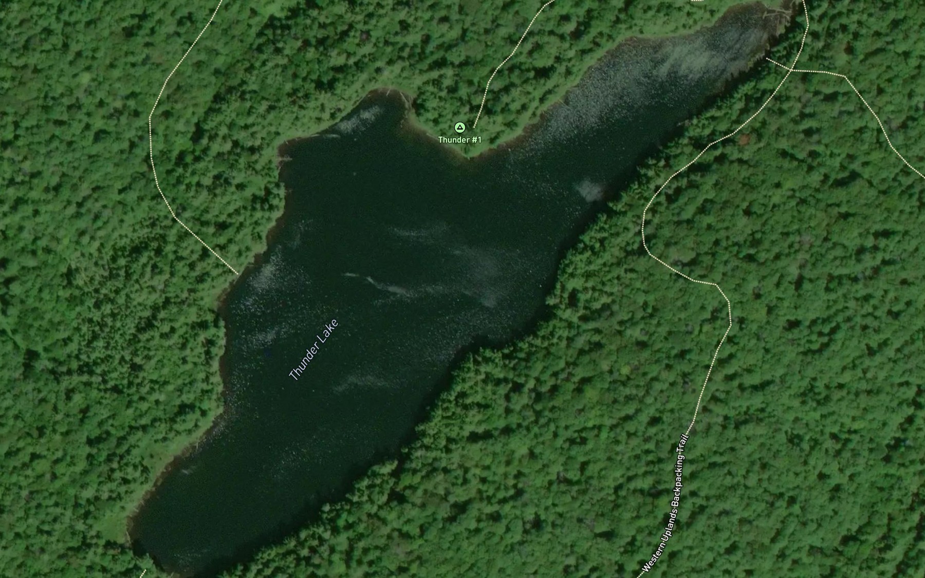 Satellite map of the Thunder Lake