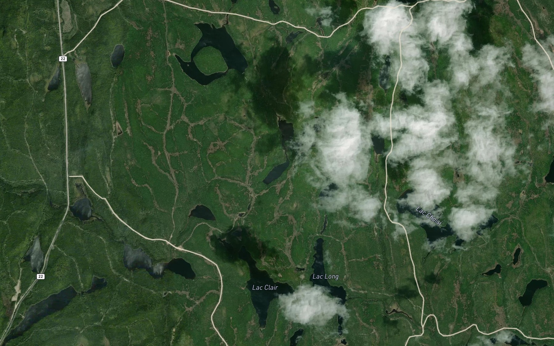 Satellite map of the Lac Saucisse