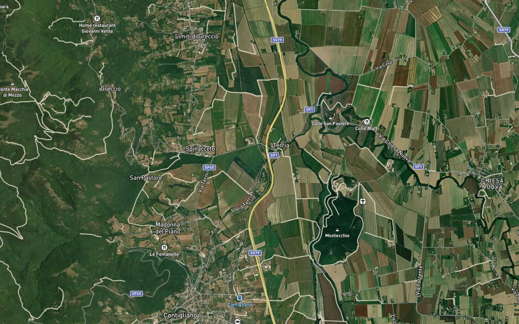 Satellite map of the Fiume Turano