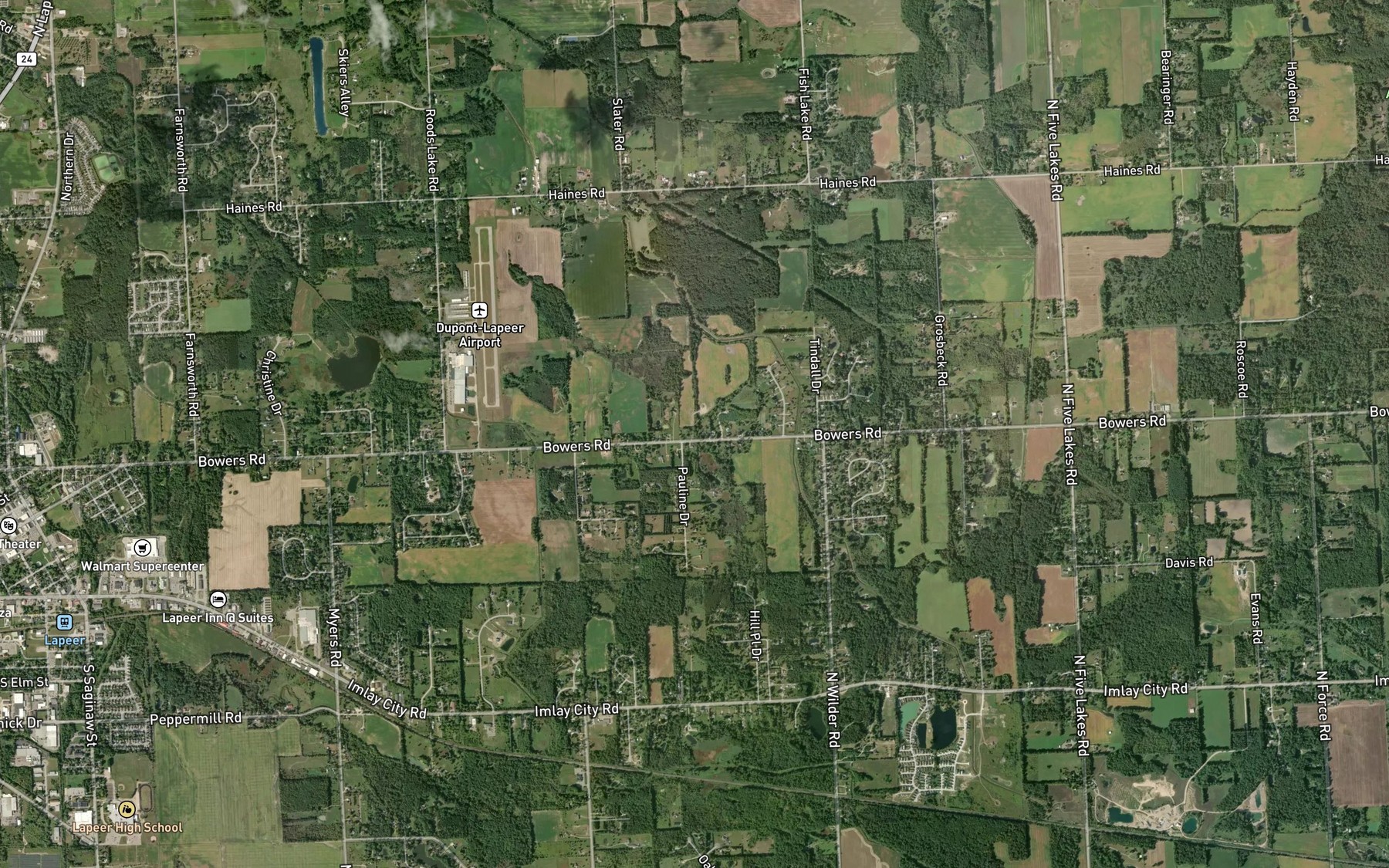 Satellite map of the Town Line Drain