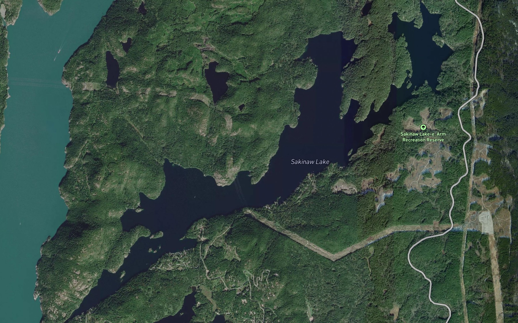 Satellite map of the Sakinaw Lake